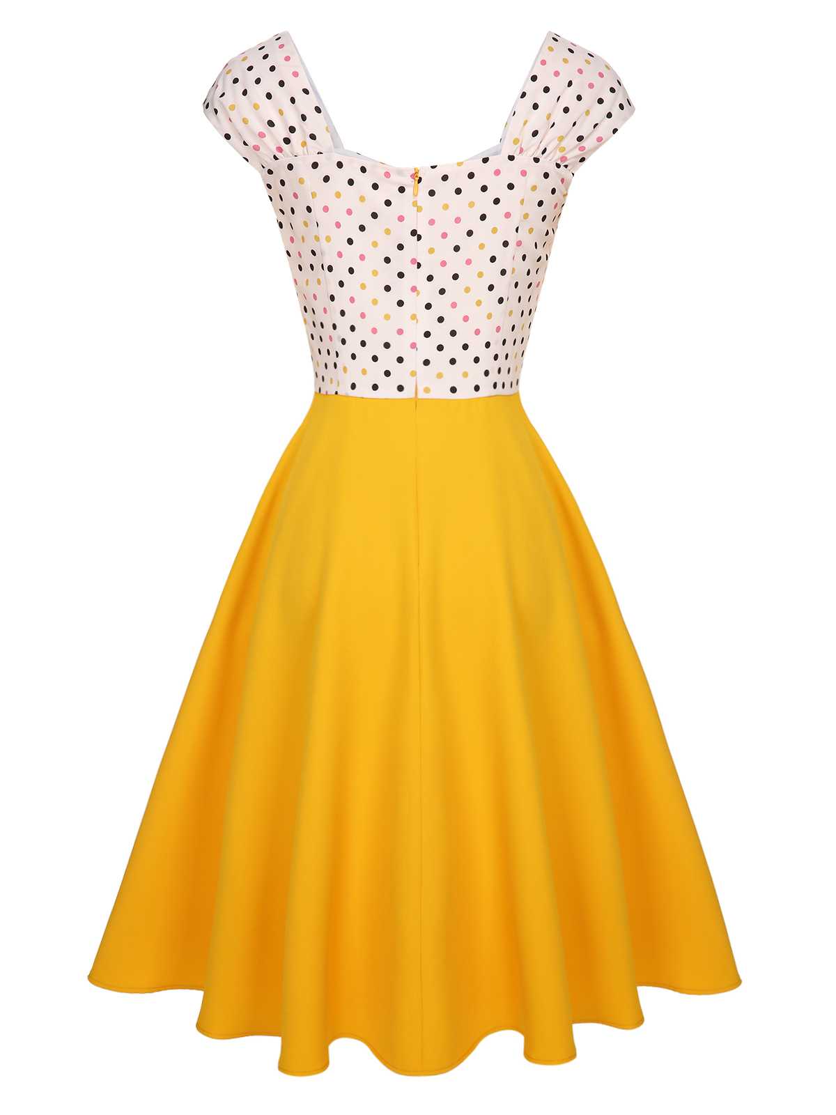 Yellow Polka Dots Button Dress