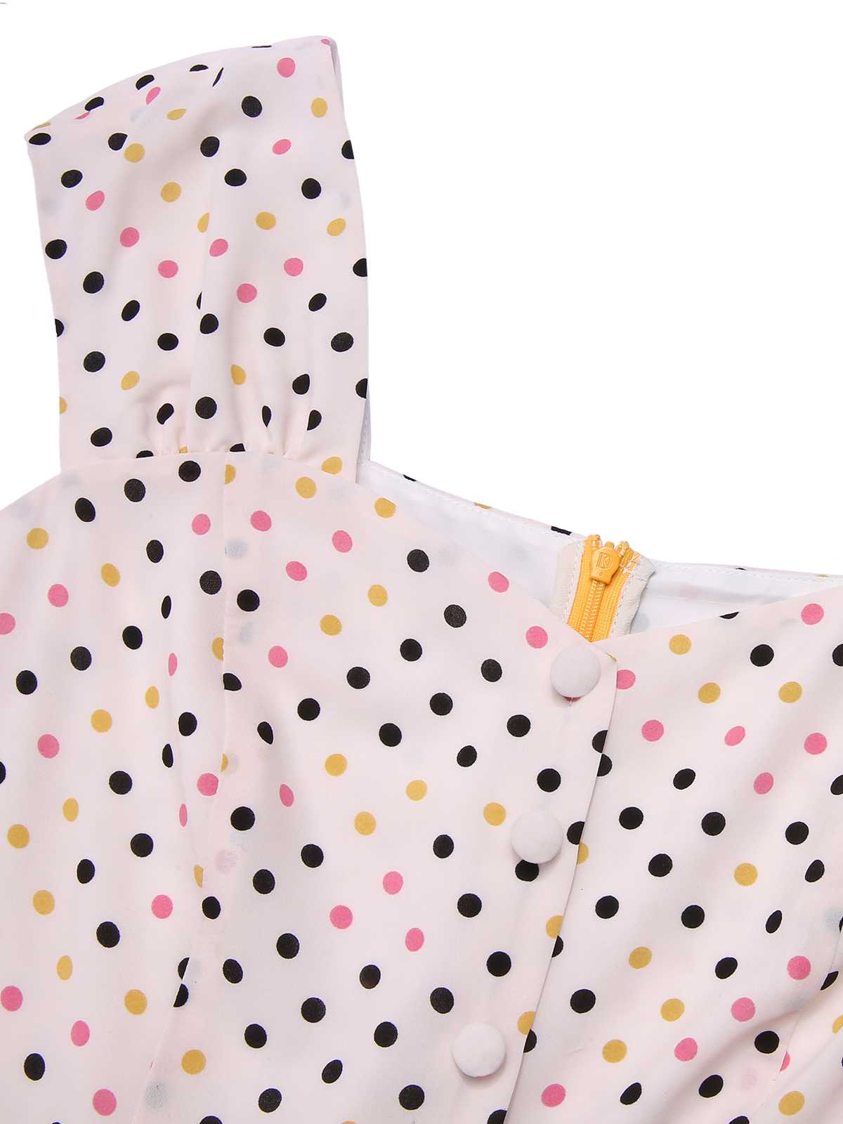 Yellow Polka Dots Button Dress