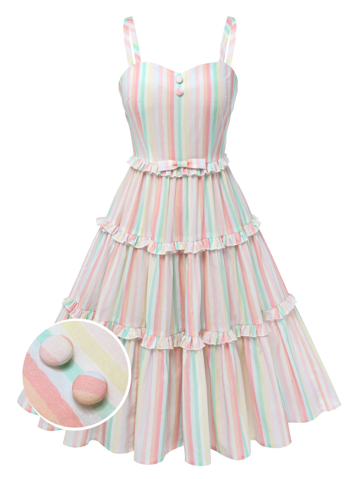 Multicolor Spaghetti Strap Striped Dress