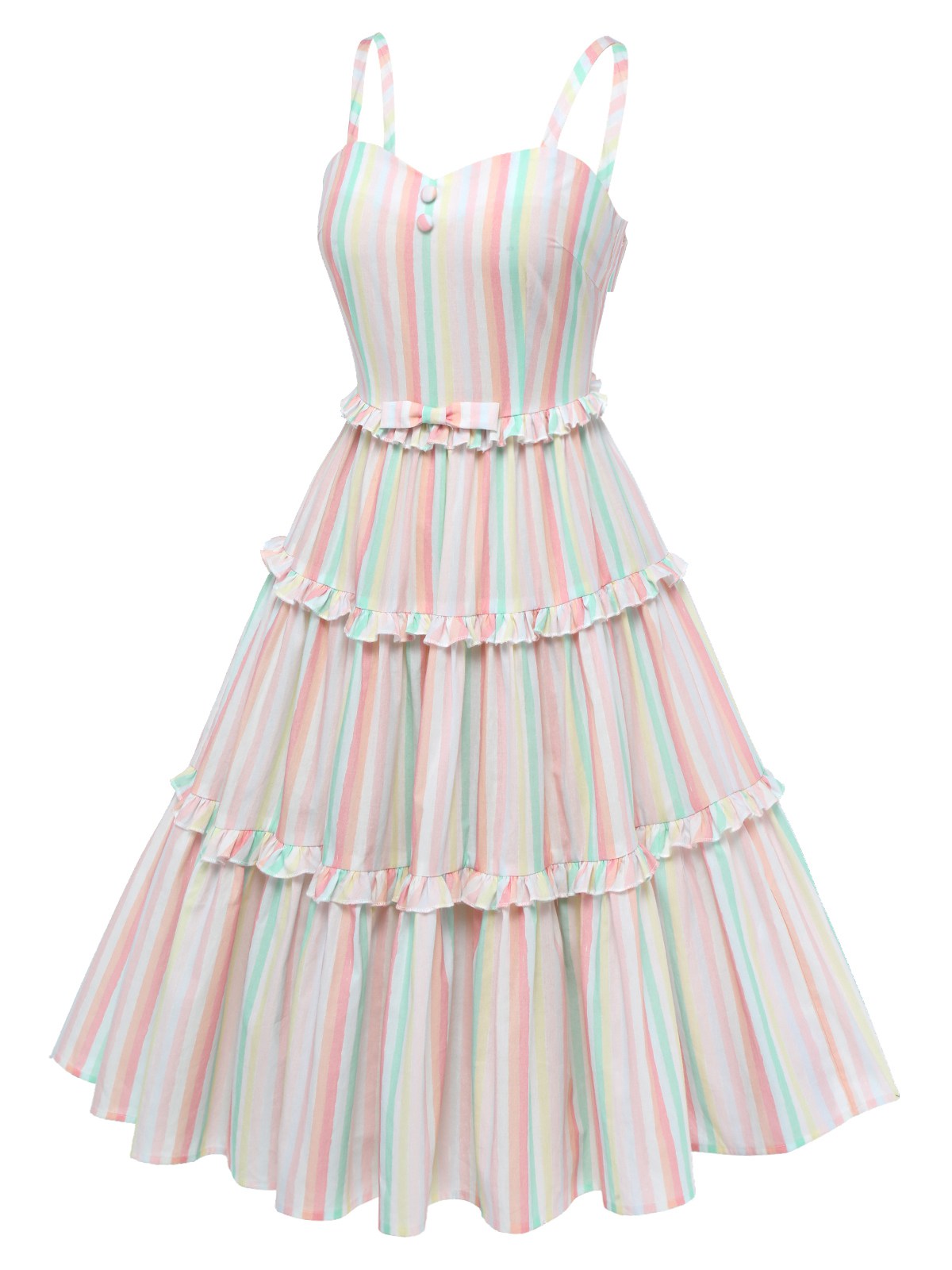 Multicolor Spaghetti Strap Striped Dress