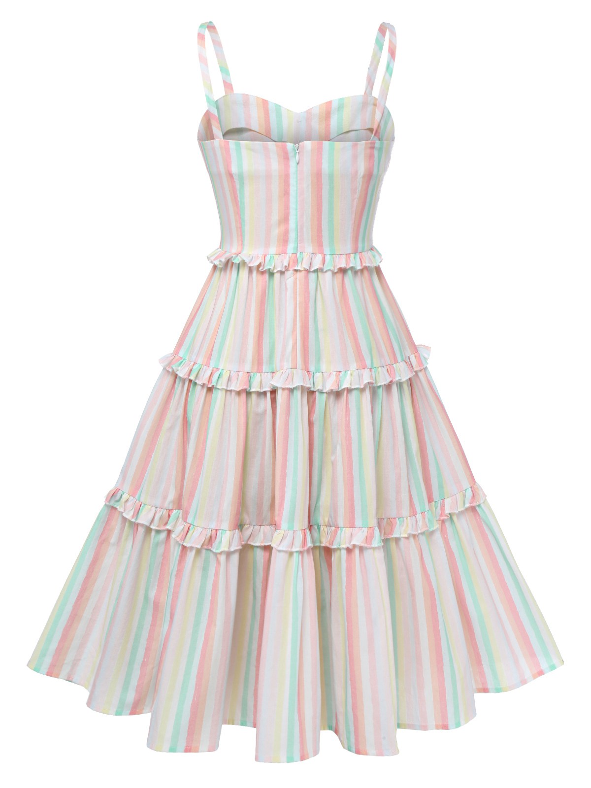 Multicolor Spaghetti Strap Striped Dress