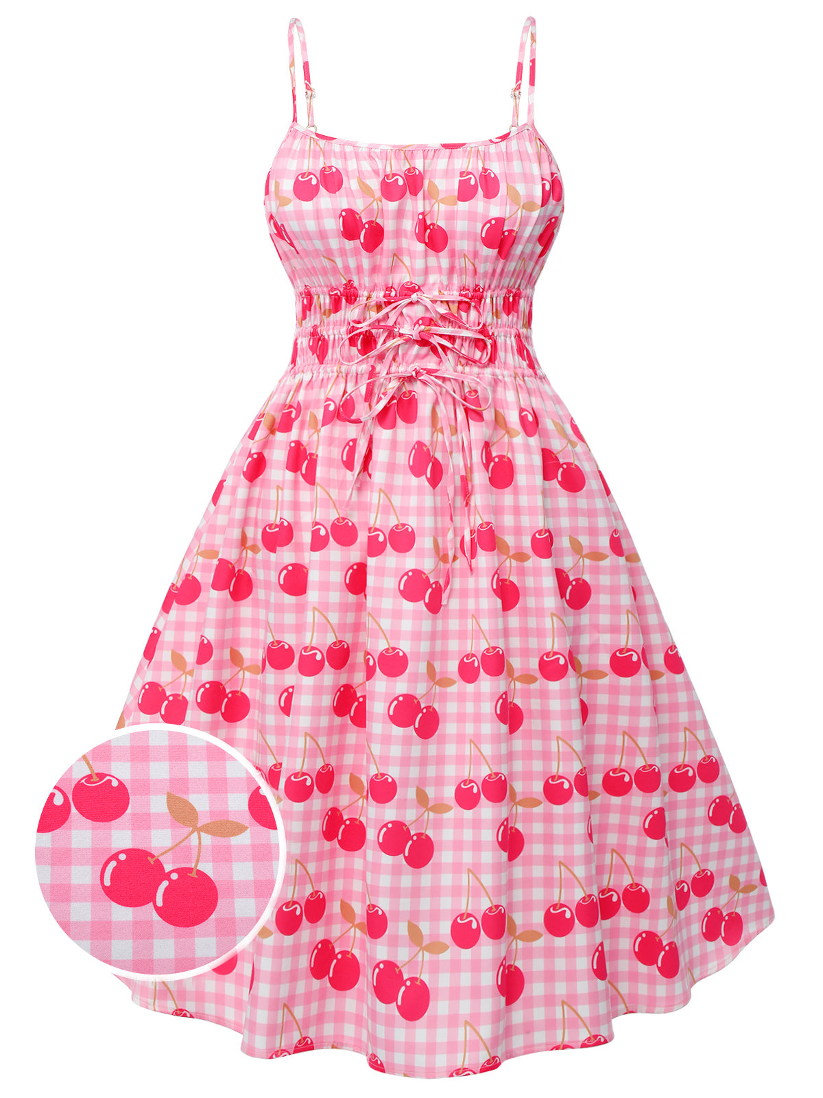 Pink Cherry Spaghetti Strap Dress