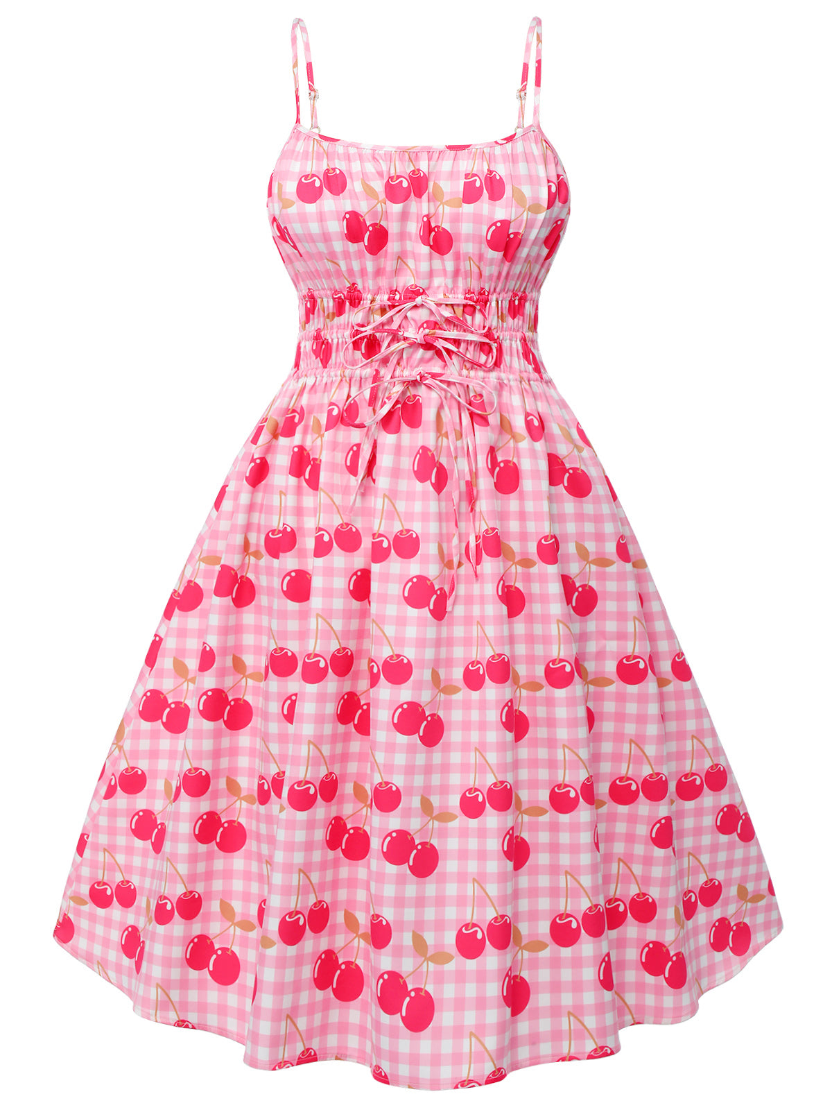 Pink Cherry Spaghetti Strap Dress