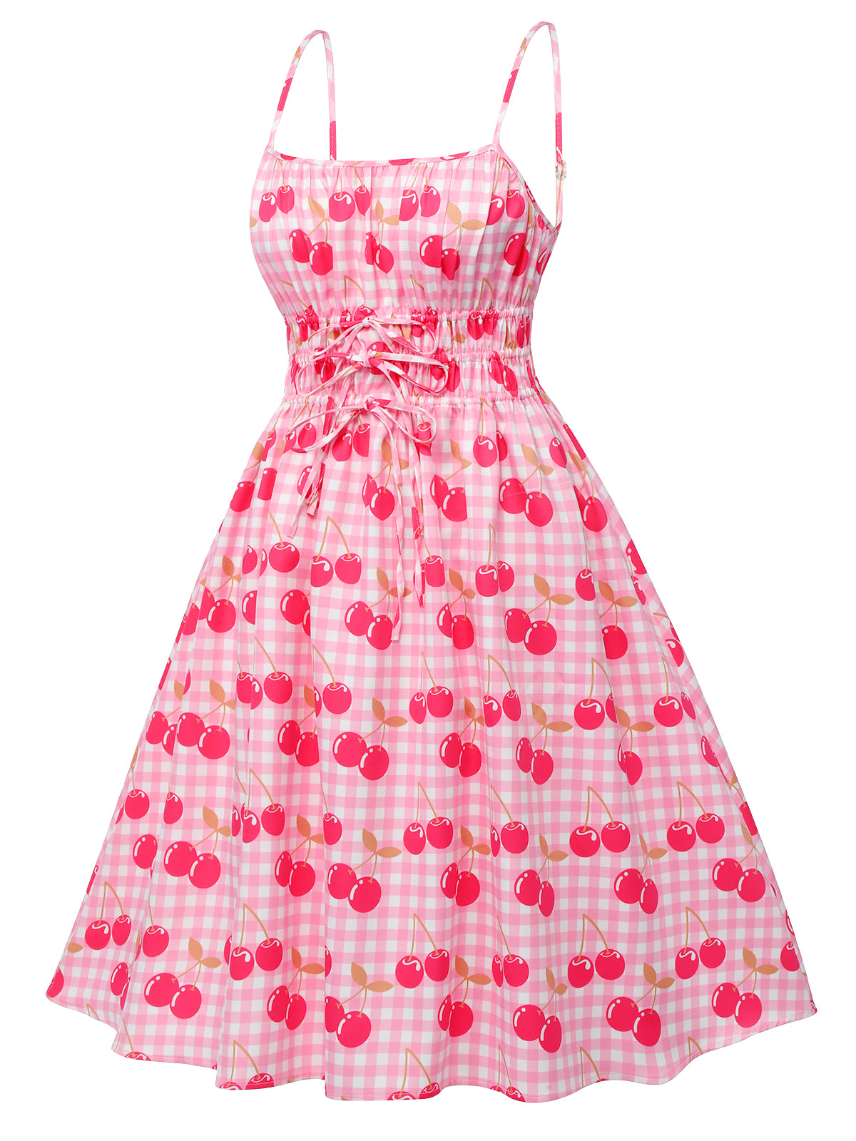 Pink Cherry Spaghetti Strap Dress