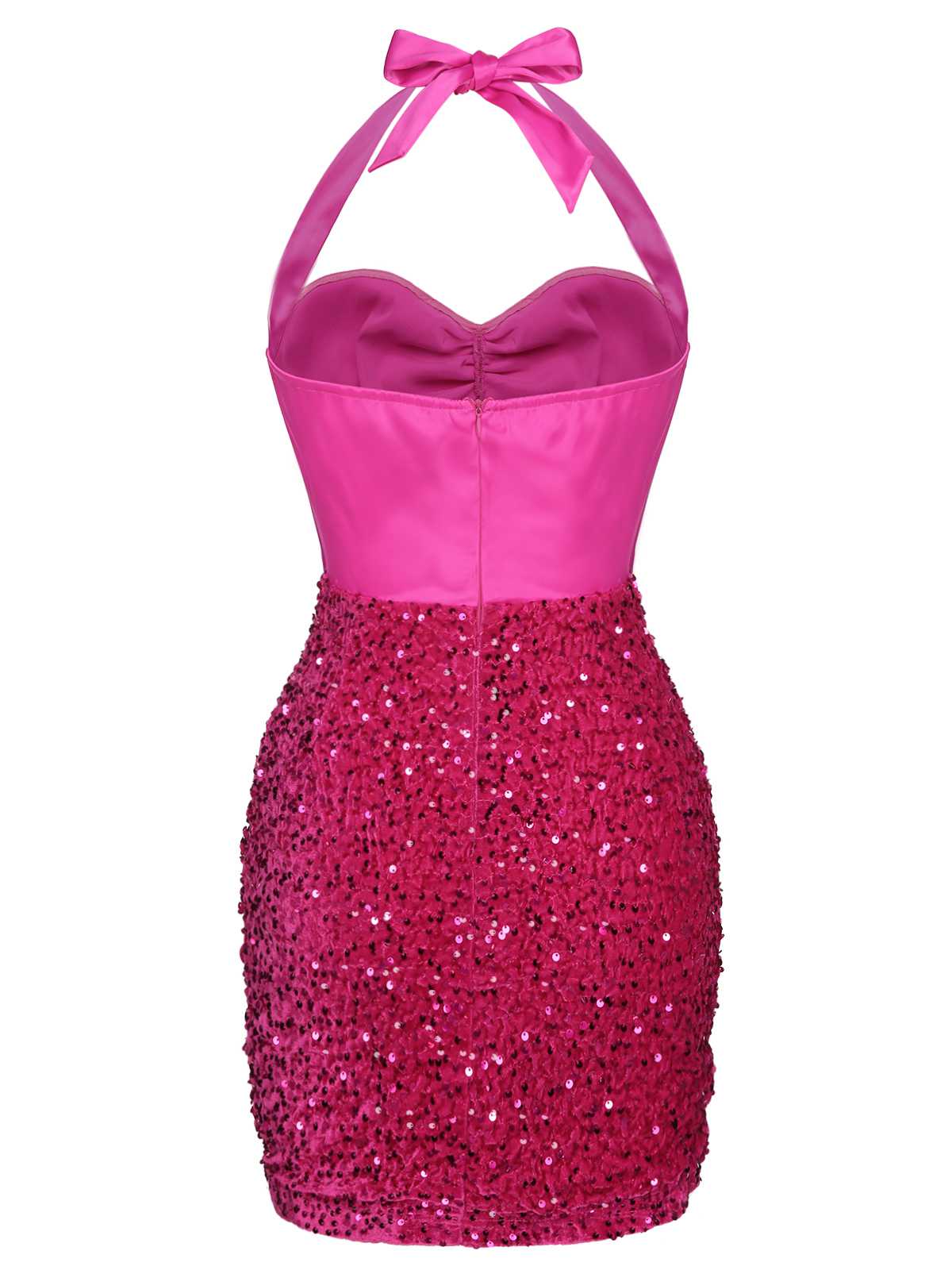 Pink  Halter Sequined Wrap Dress