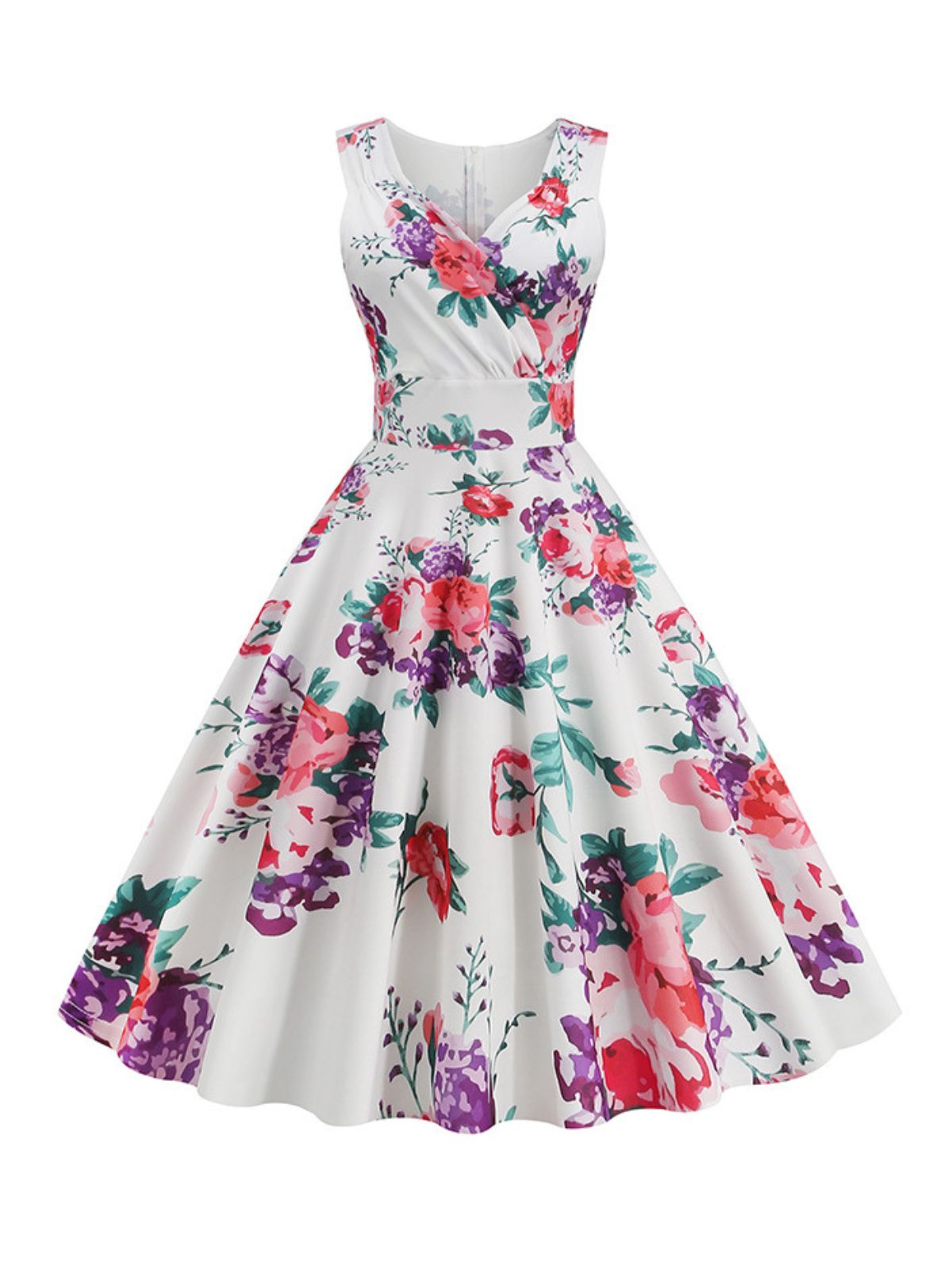 V-Neck Floral Sleeveless Dress