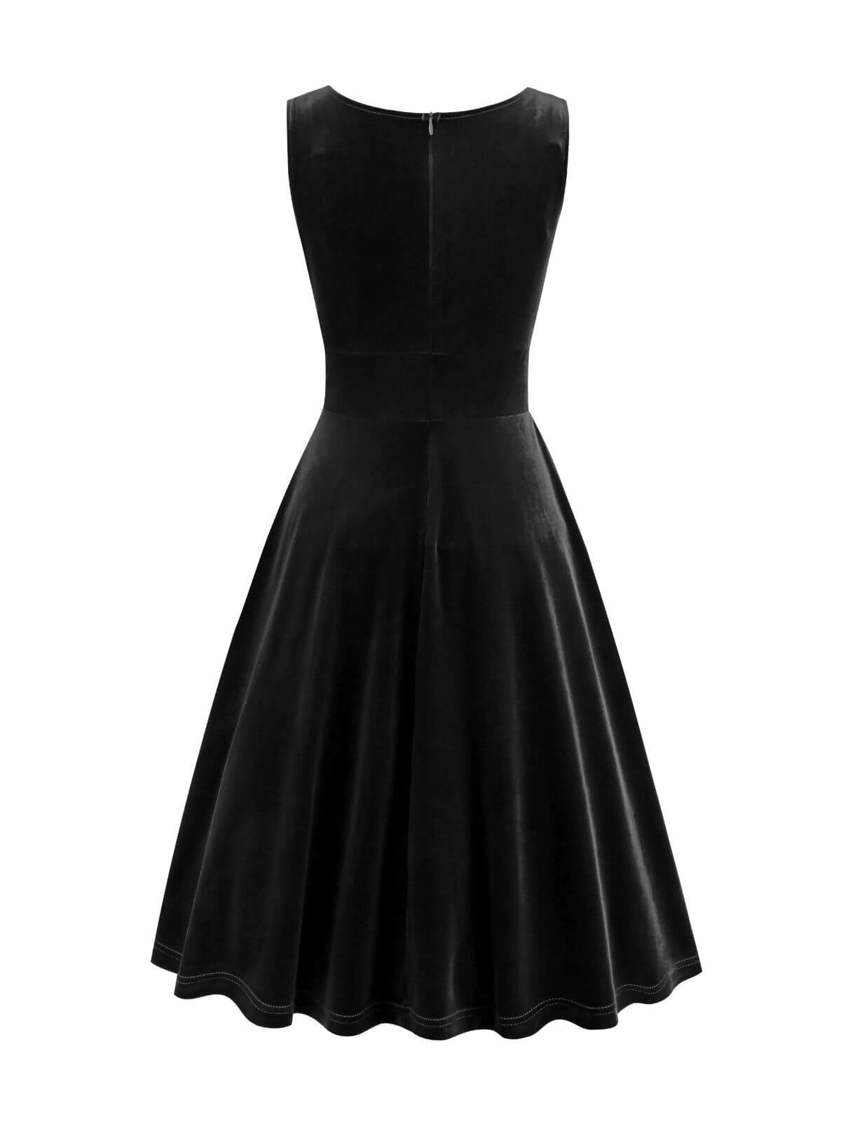 Solid V-Neck Pleated Velvet Dress