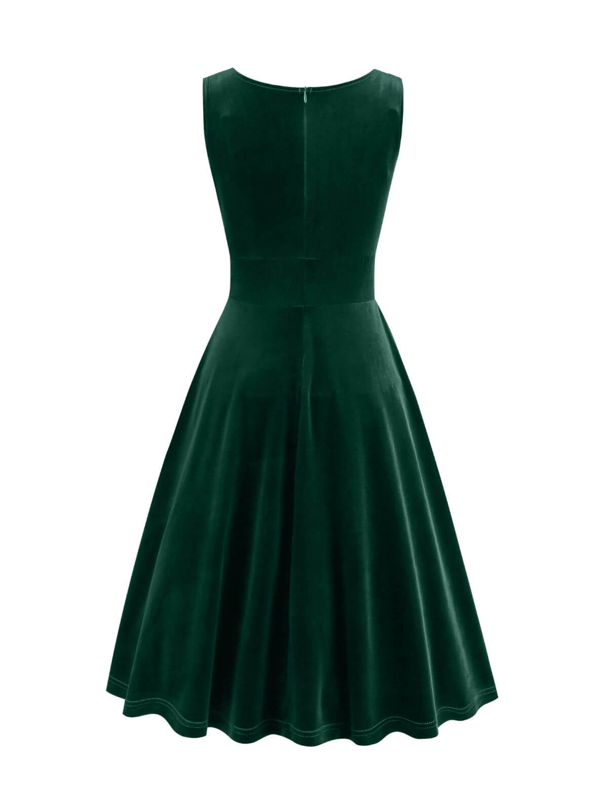 Solid V-Neck Pleated Velvet Dress