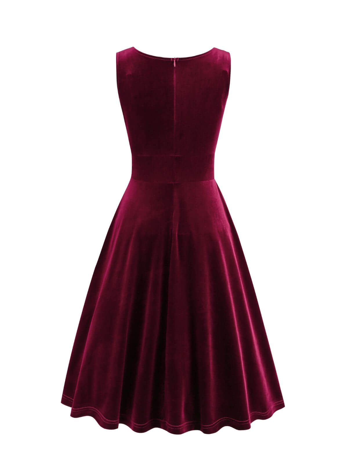 Solid V-Neck Pleated Velvet Dress