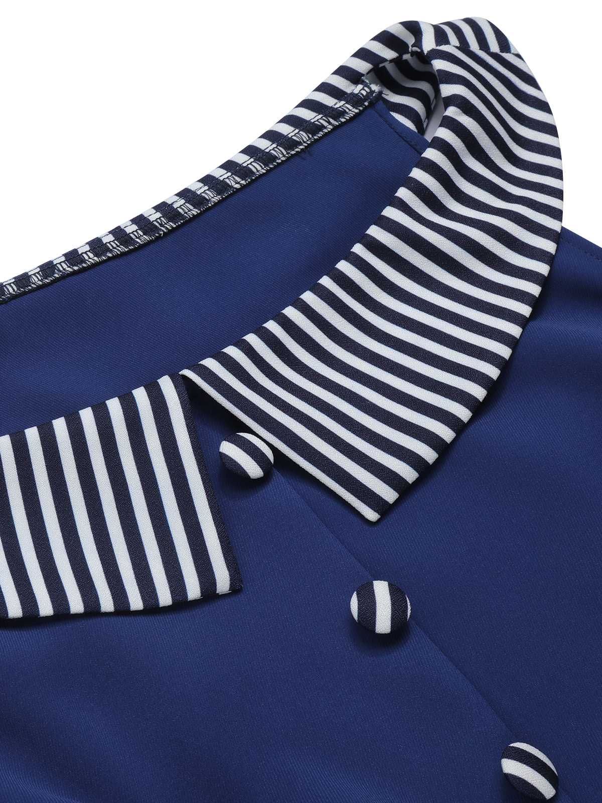 Dark Blue  Buttoned Stripes Dress