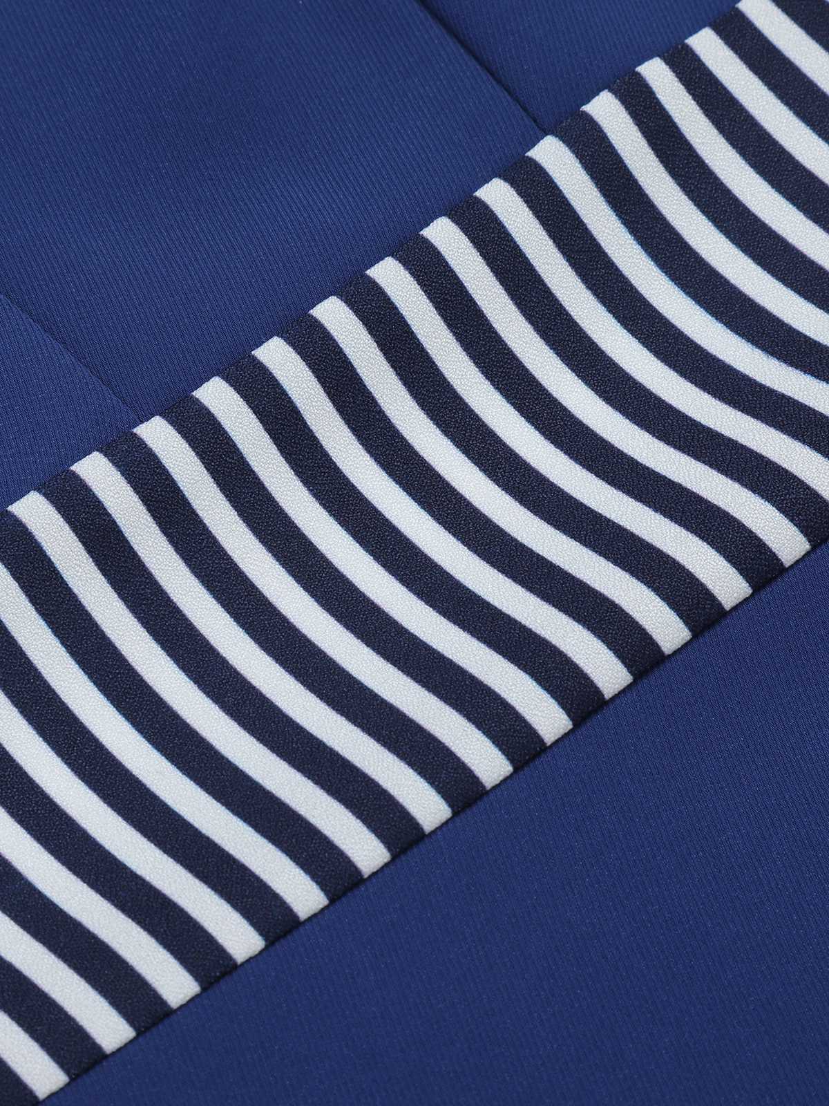 Dark Blue  Buttoned Stripes Dress