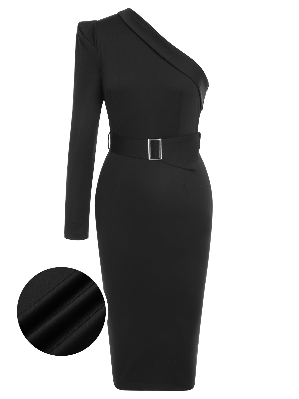 Black Solid Cold Shoulder Dress