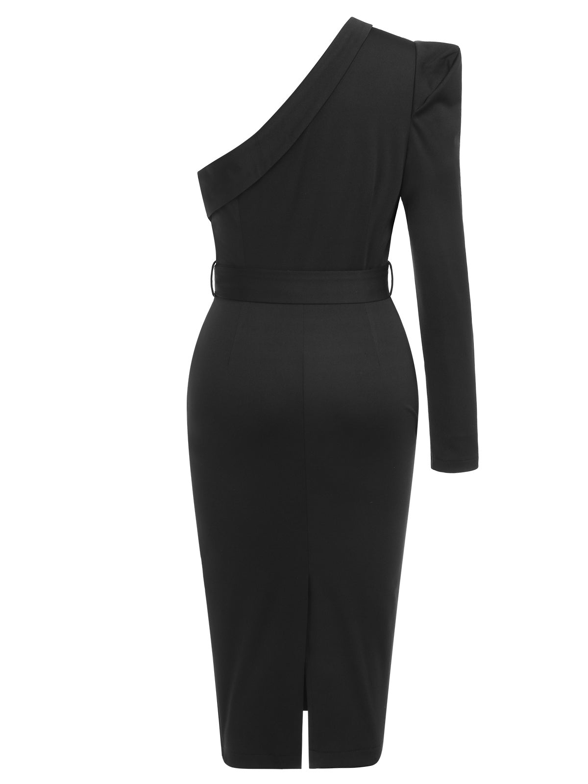 Black Solid Cold Shoulder Dress