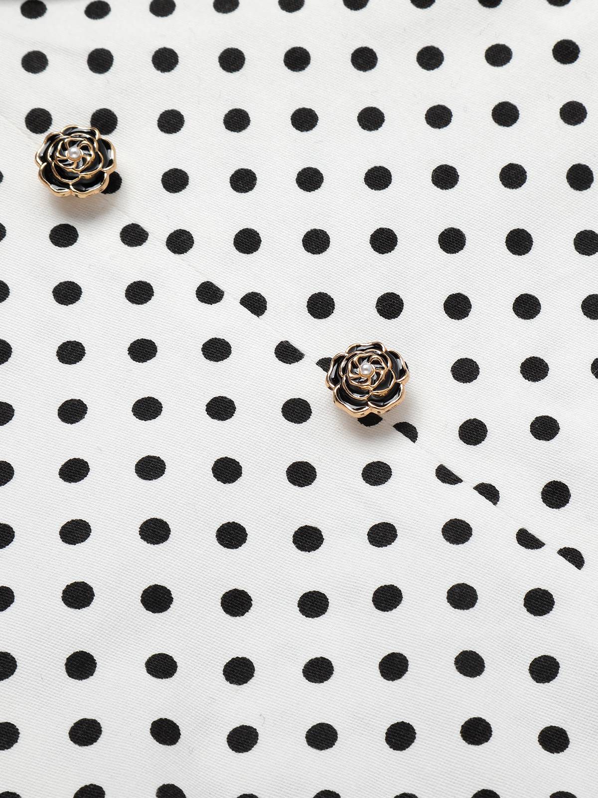 White  Polka Dot Button Pencil Dress