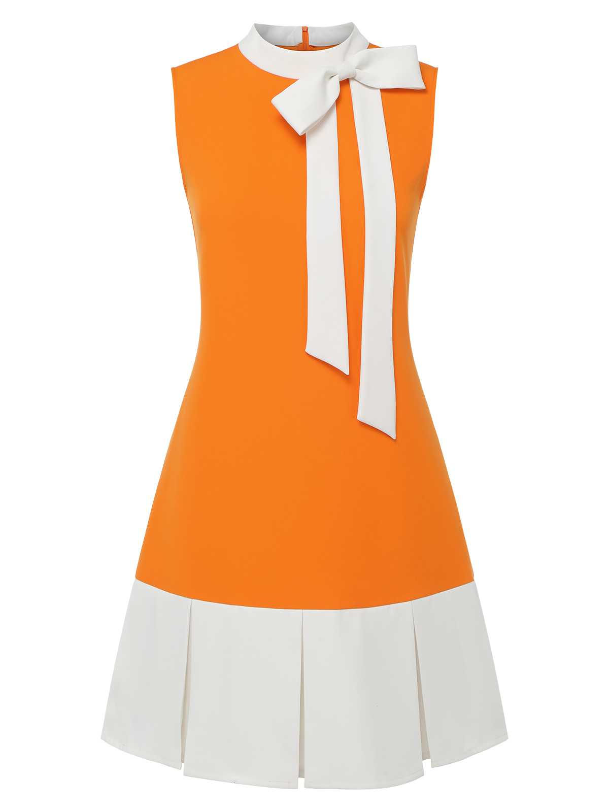 Orange  Crew Bowknot Sleeveless Dress