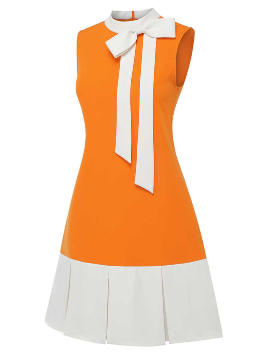 Orange  Crew Bowknot Sleeveless Dress