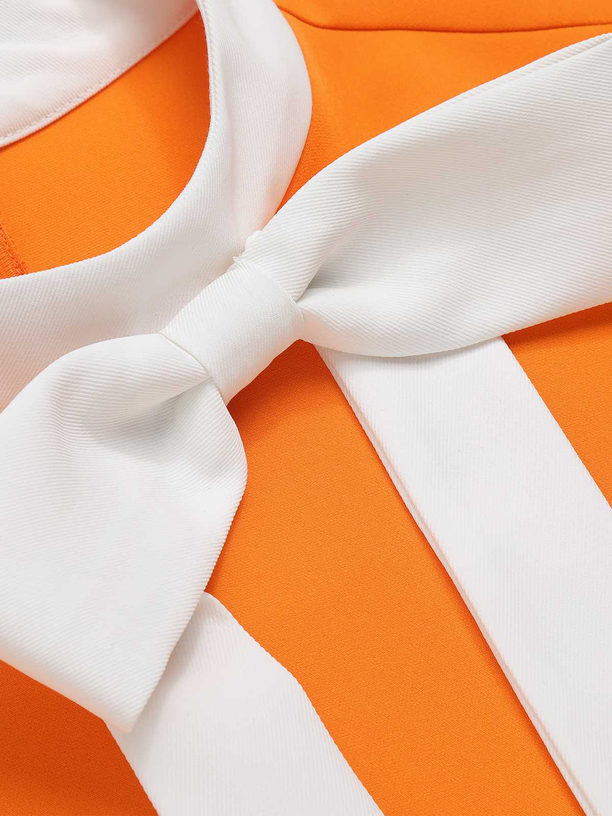 Orange  Crew Bowknot Sleeveless Dress