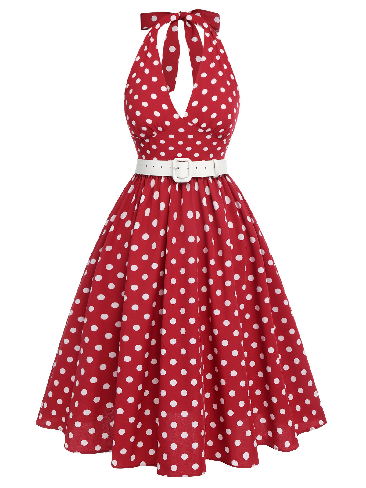 Red Polka Dot Halter Dress