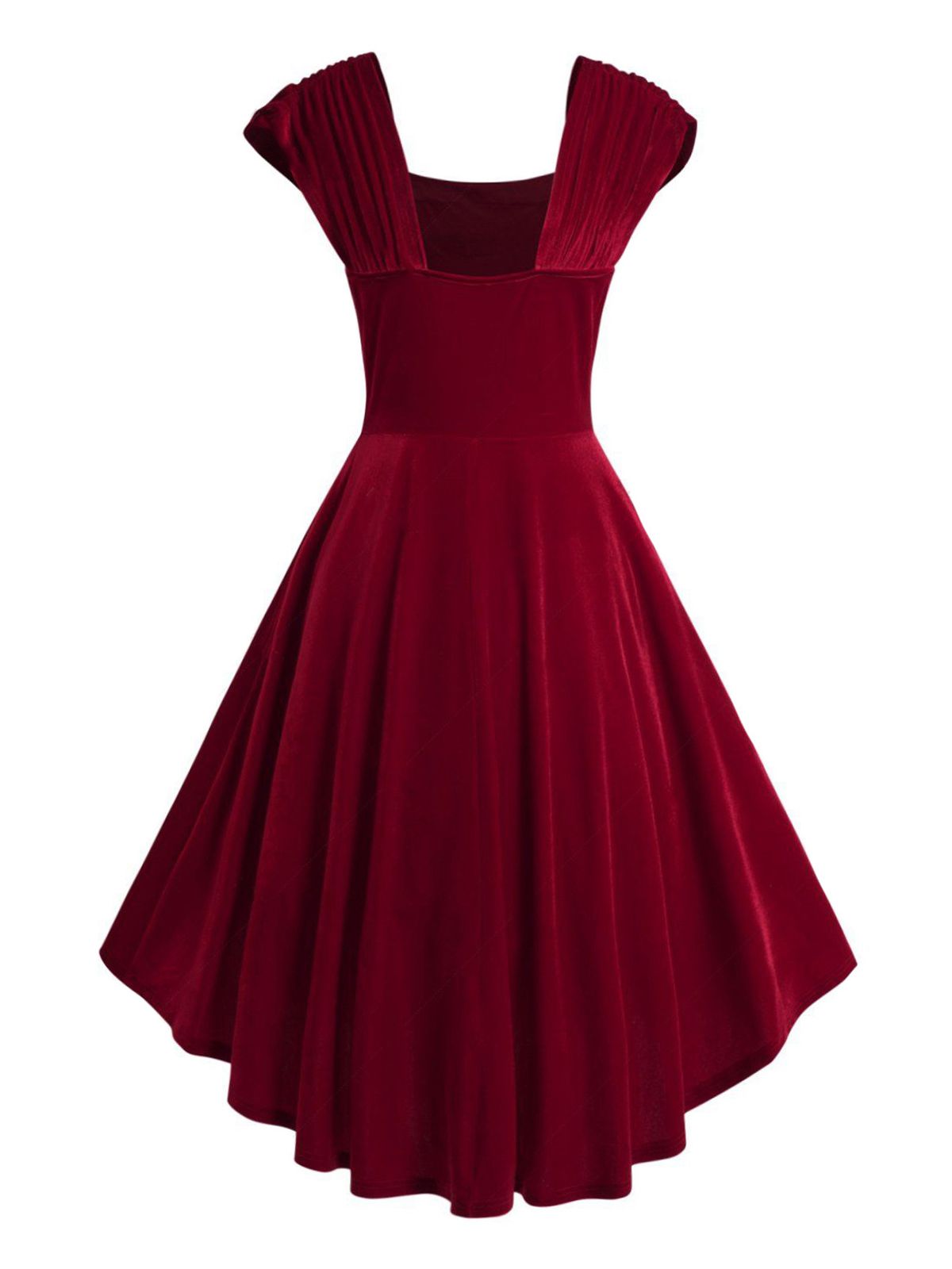 Wine Red Heart Button Solid Dress