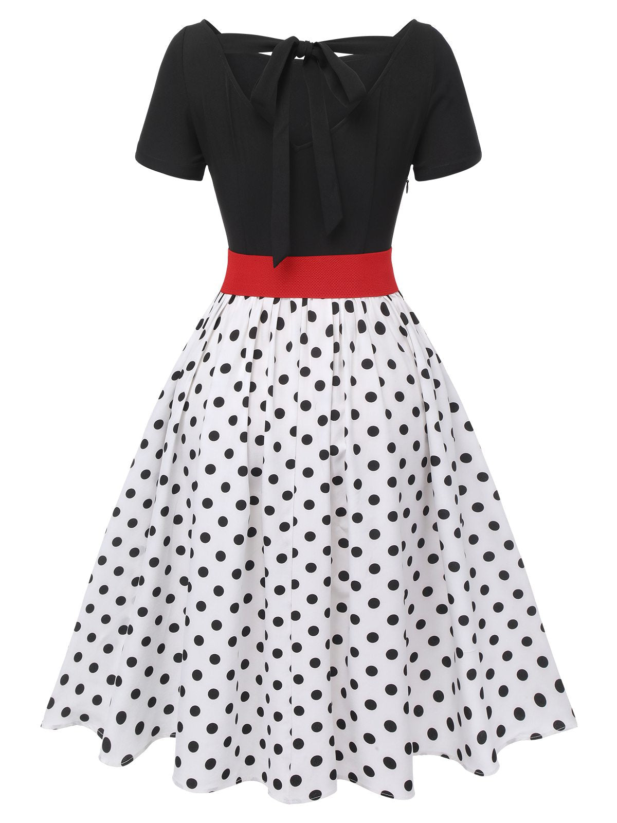 Black Polka Dots Boat Neck Dress