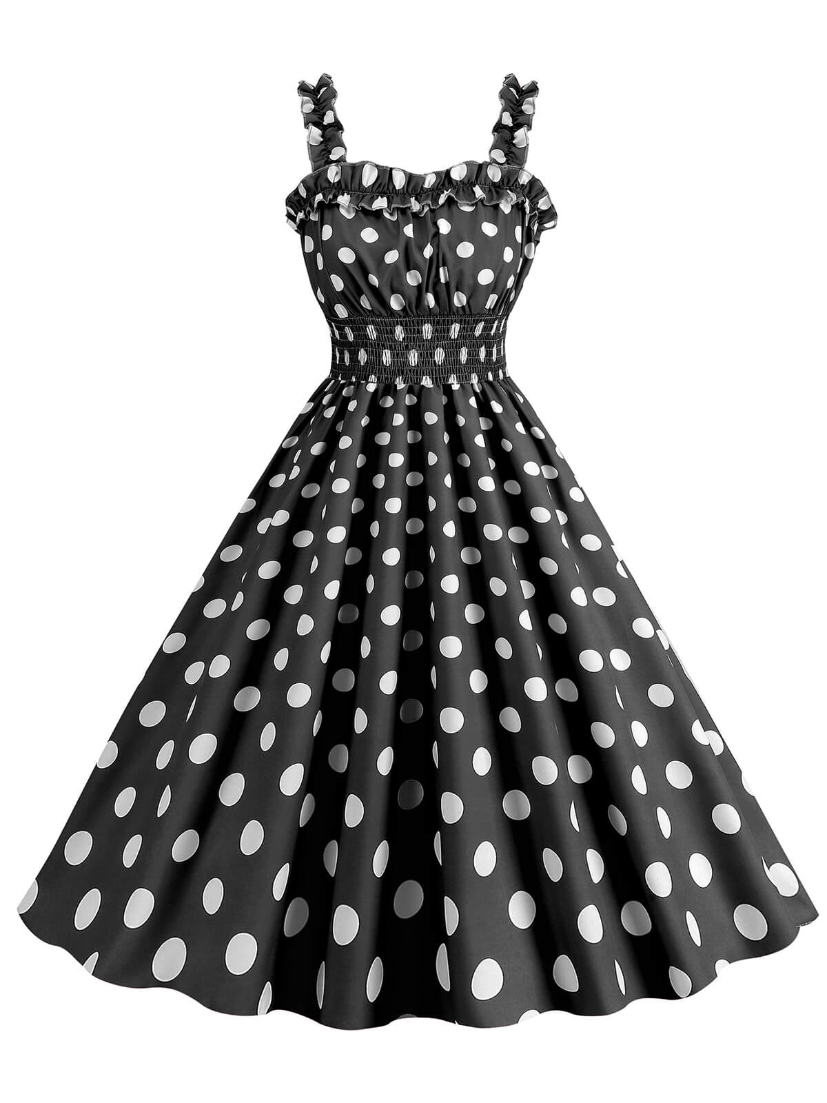 Polka Dot Smocking Strap Dress