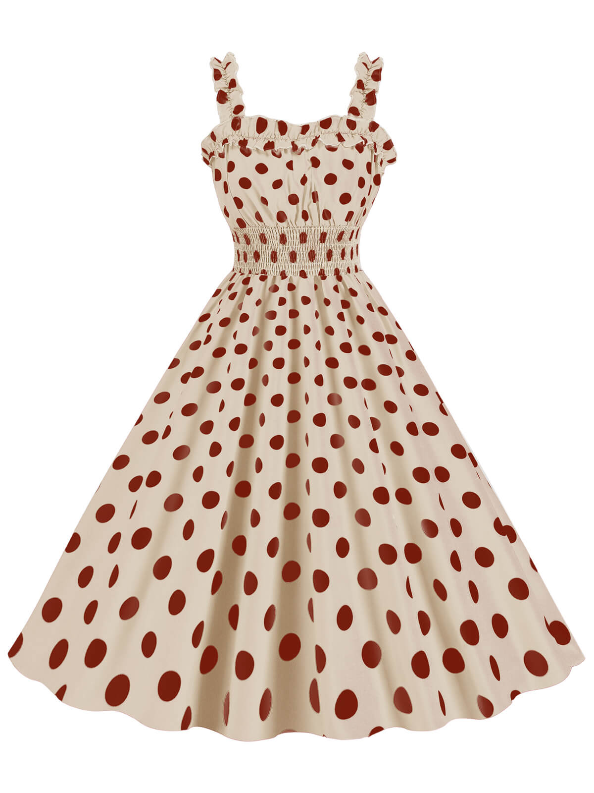 Polka Dot Smocking Strap Dress