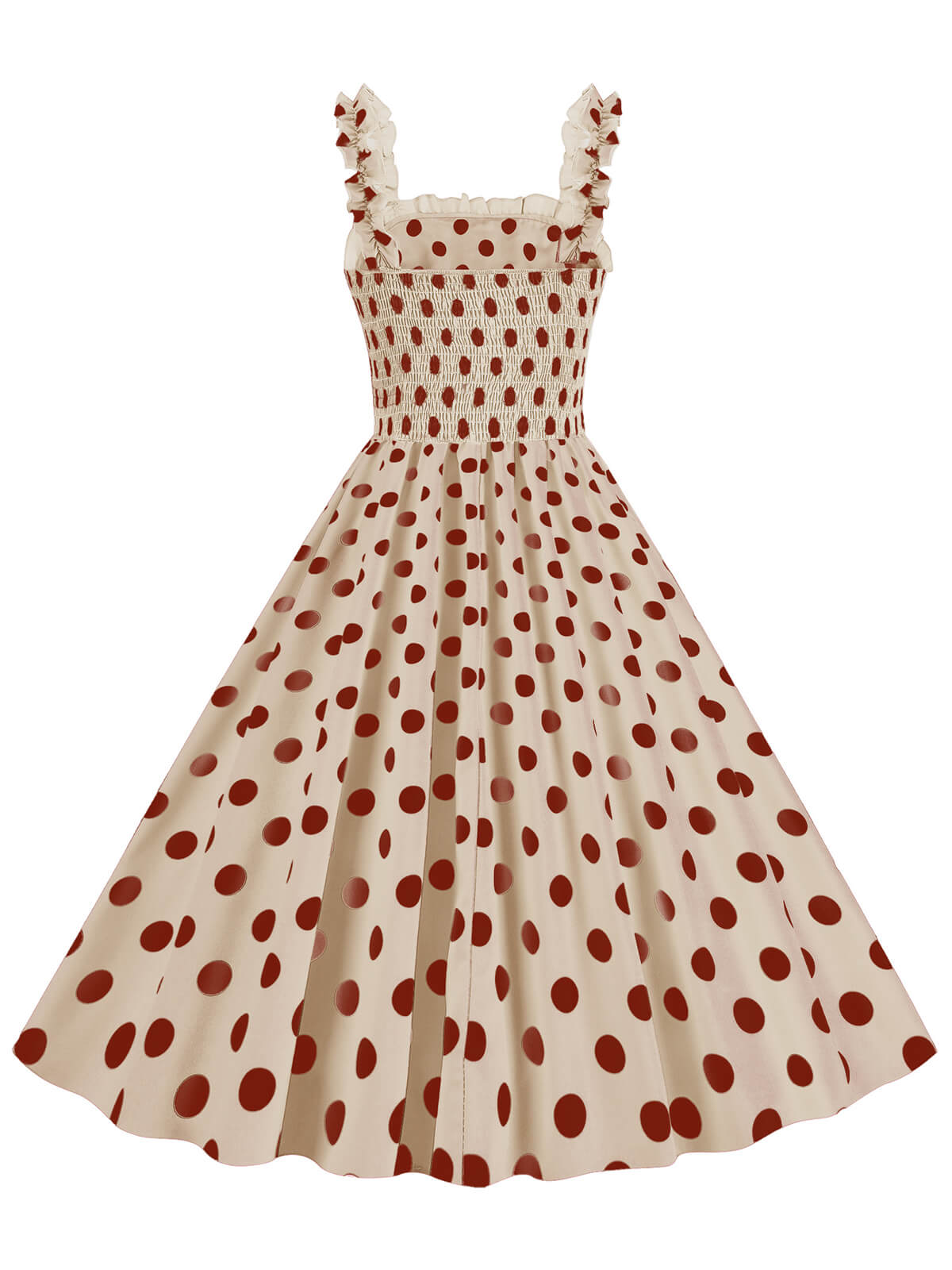 Polka Dot Smocking Strap Dress