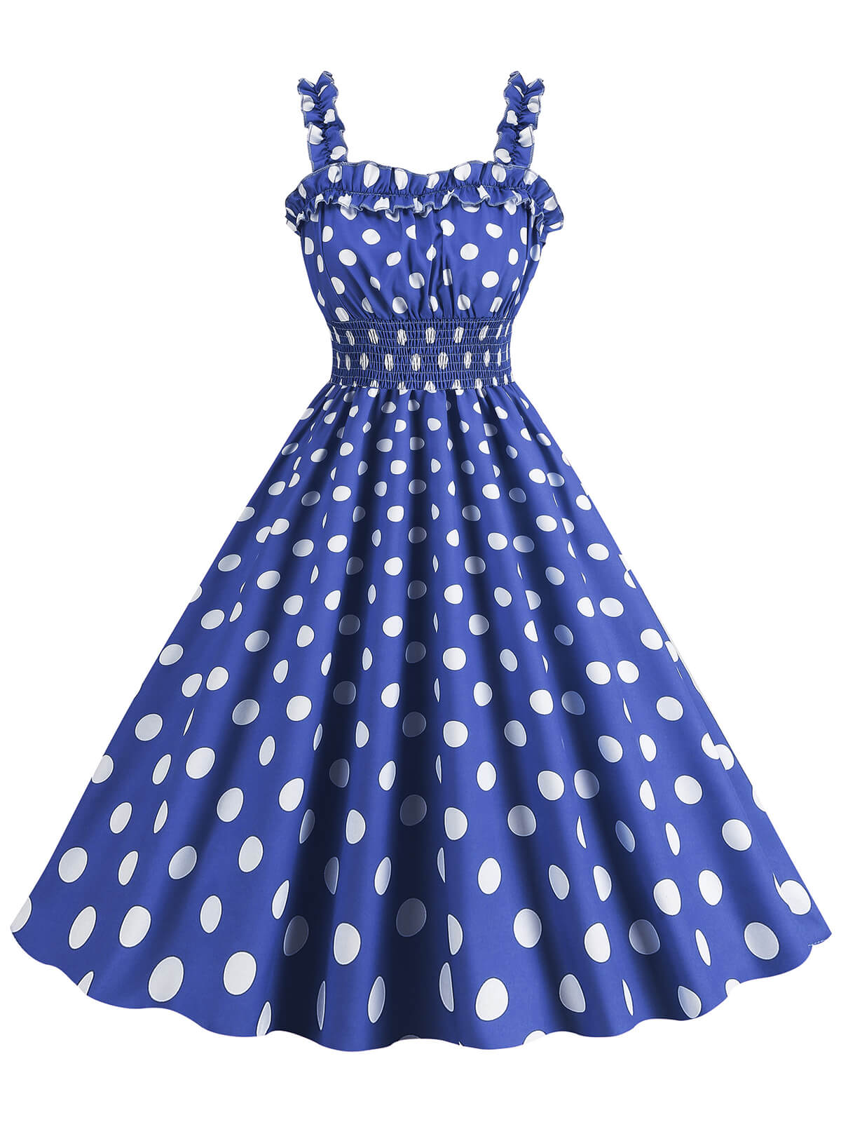 Polka Dot Smocking Strap Dress