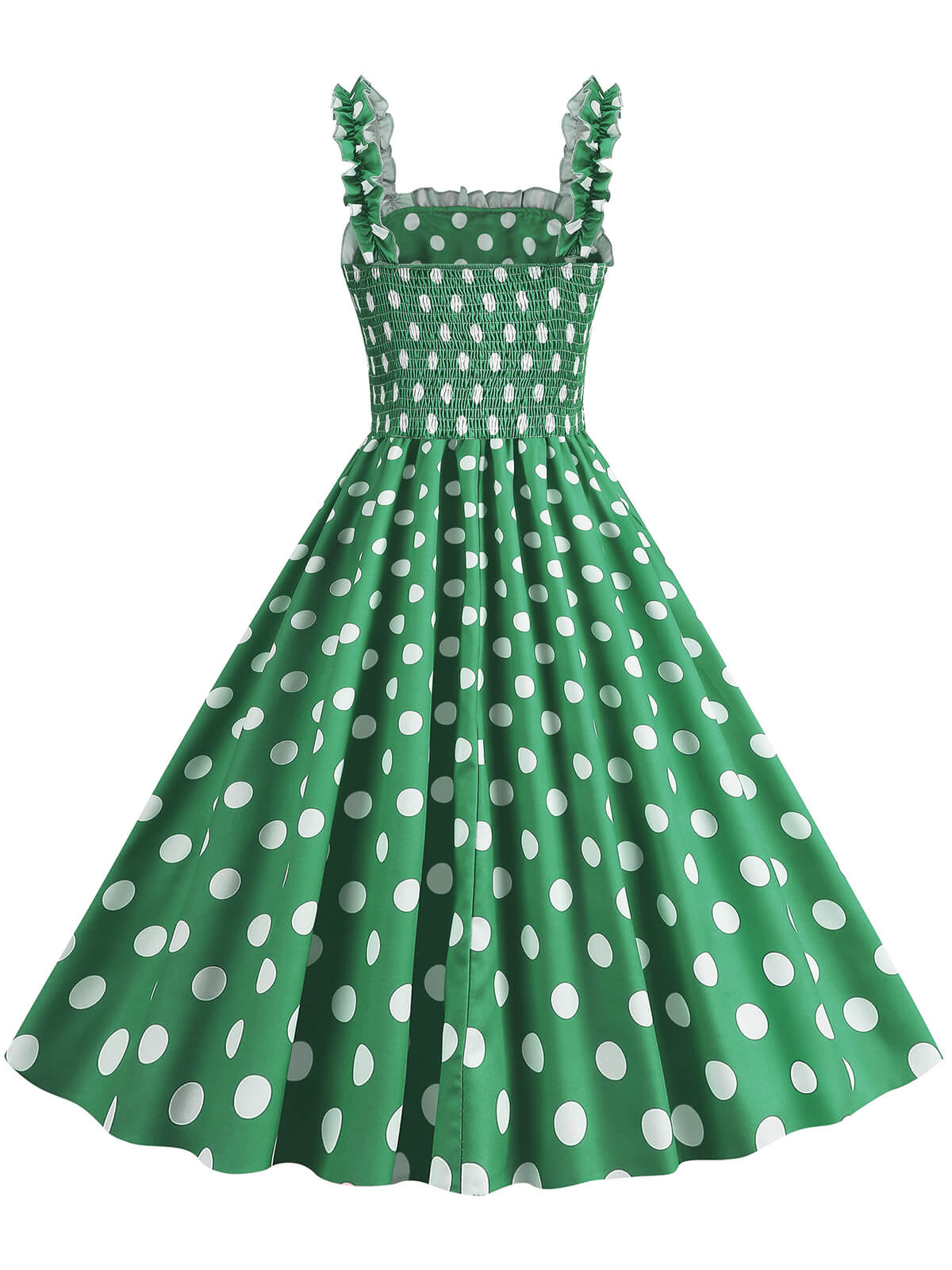 Polka Dot Smocking Strap Dress