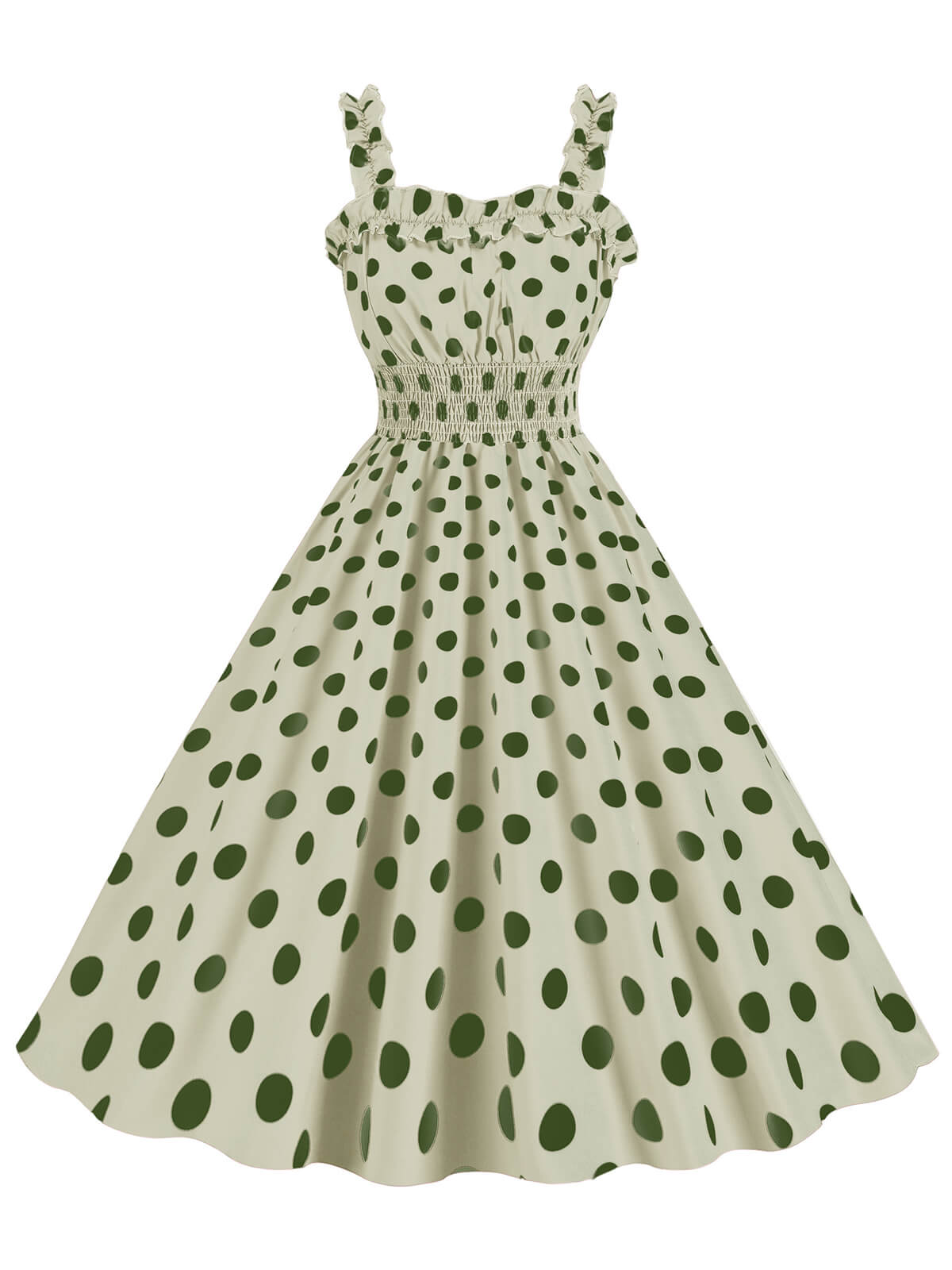 Polka Dot Smocking Strap Dress