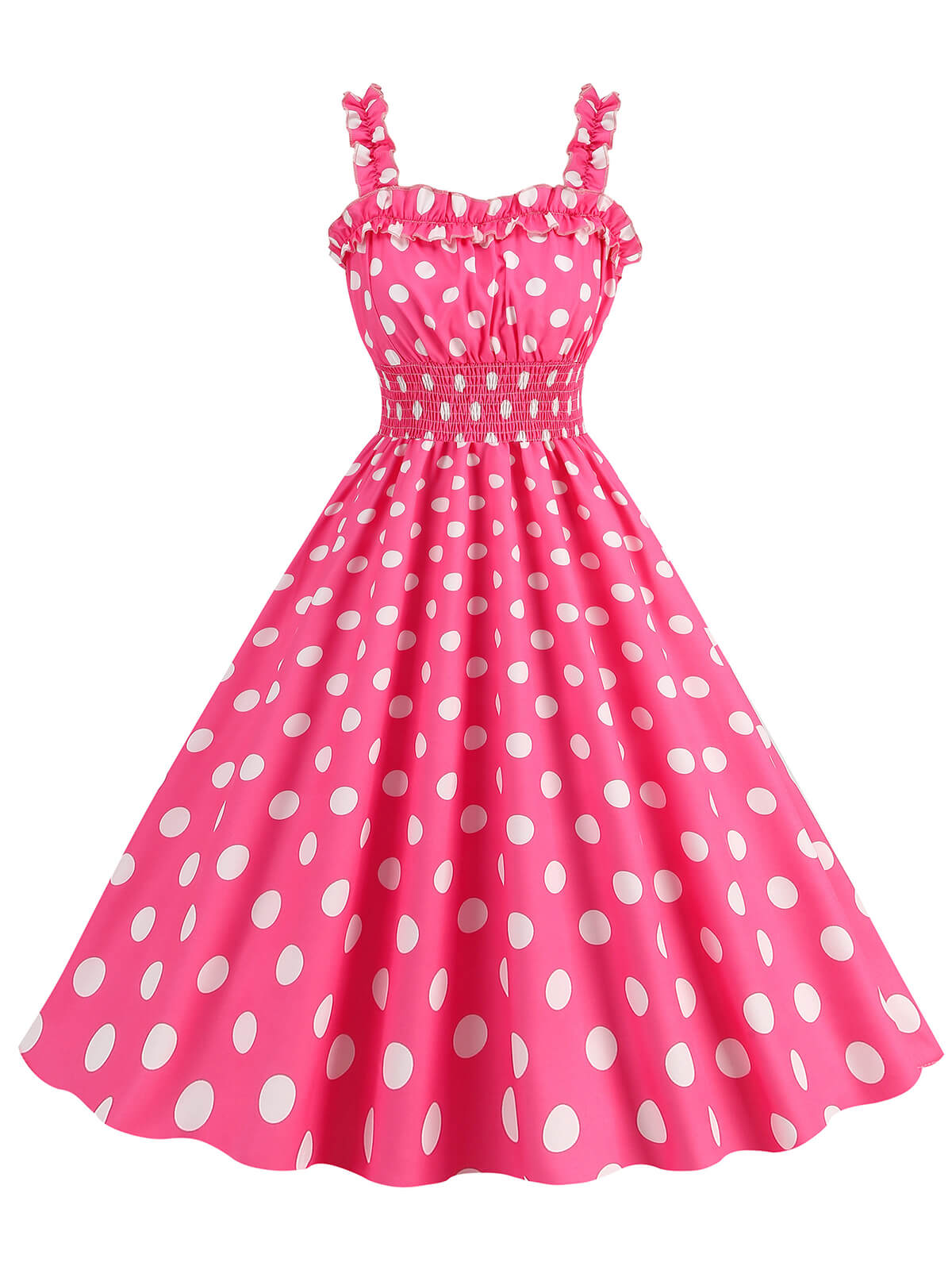 Polka Dot Smocking Strap Dress