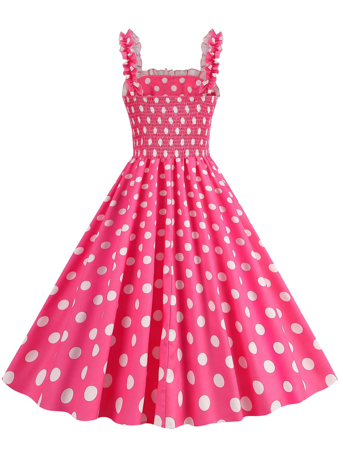 Polka Dot Smocking Strap Dress