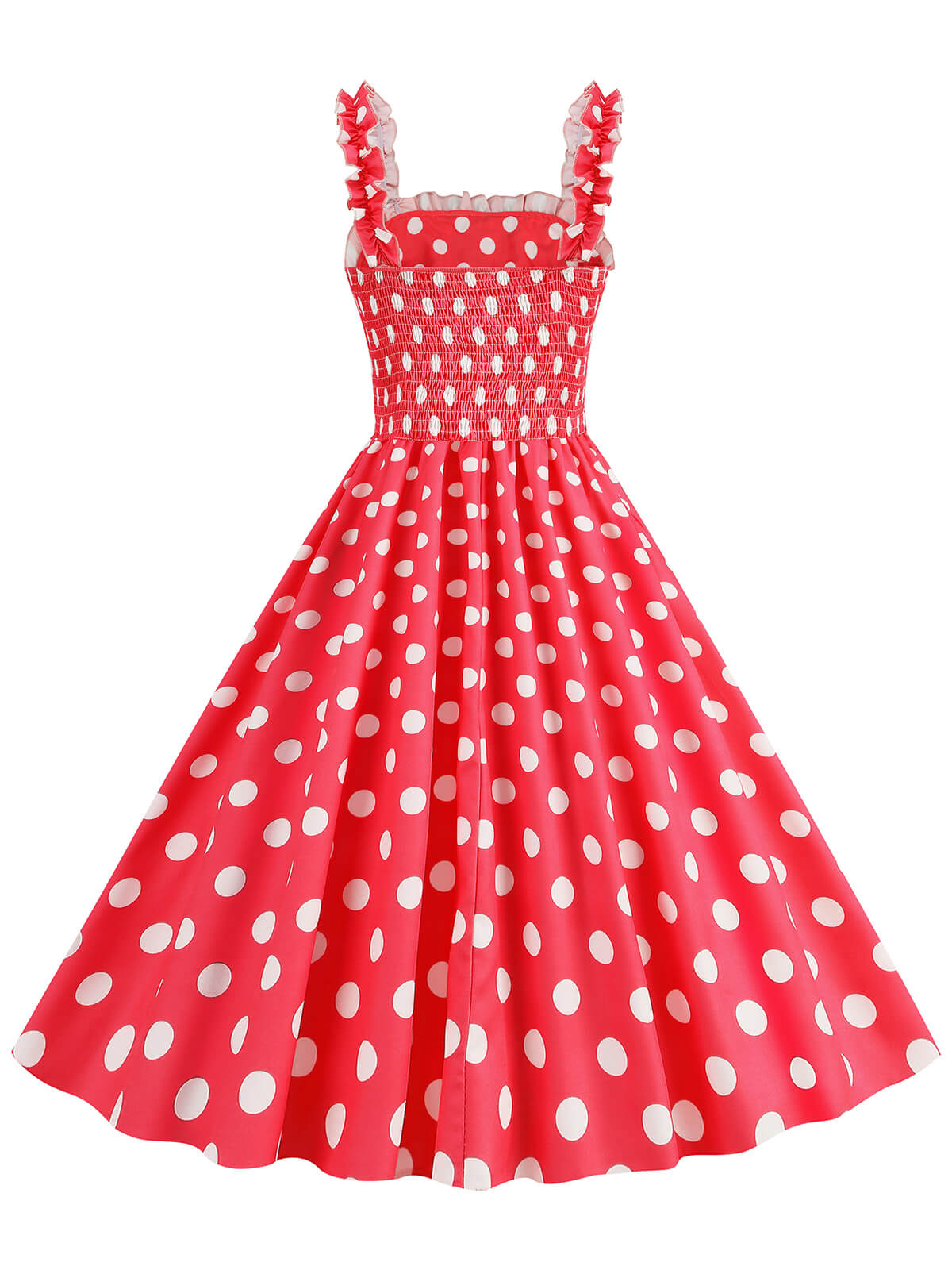 Polka Dot Smocking Strap Dress