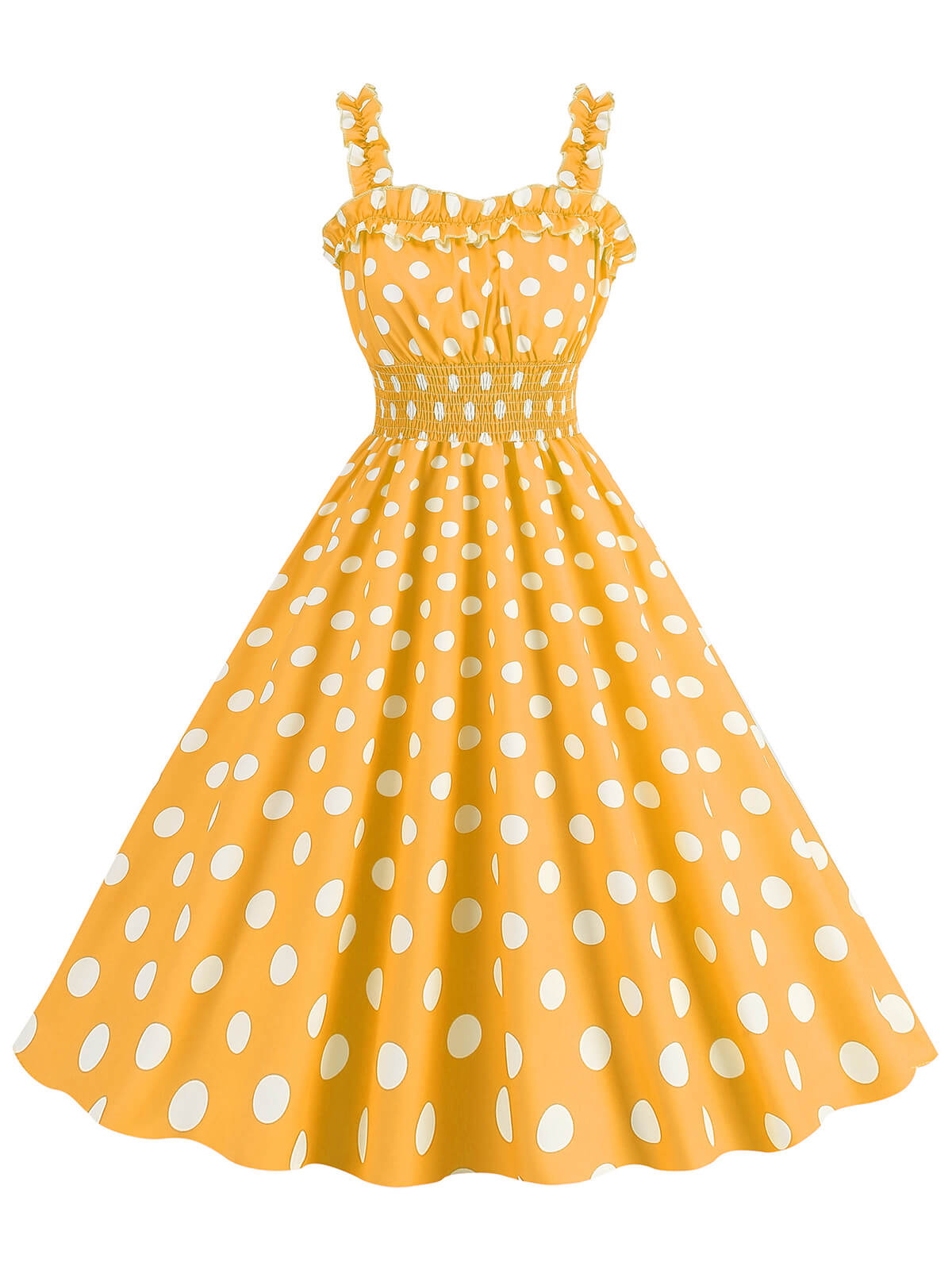 Polka Dot Smocking Strap Dress