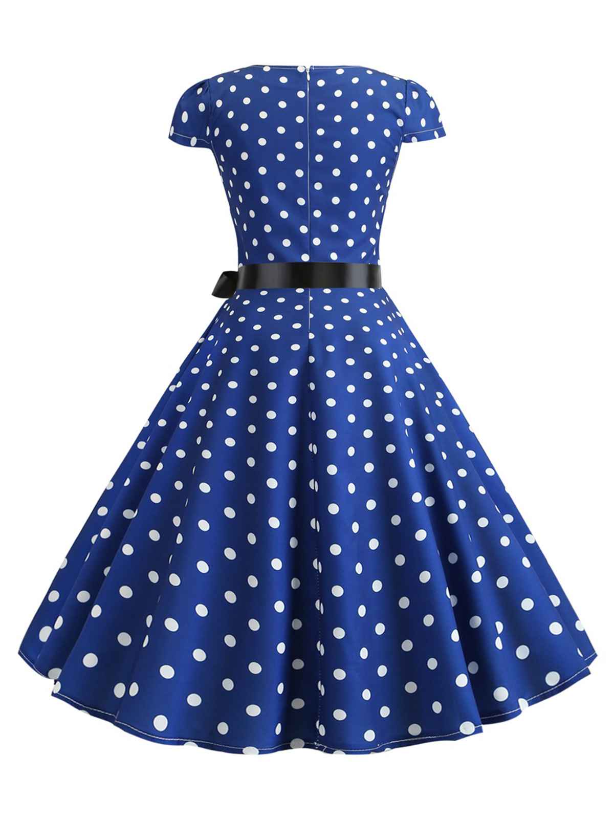 Cap Sleeve Polka Dot Belted Dress