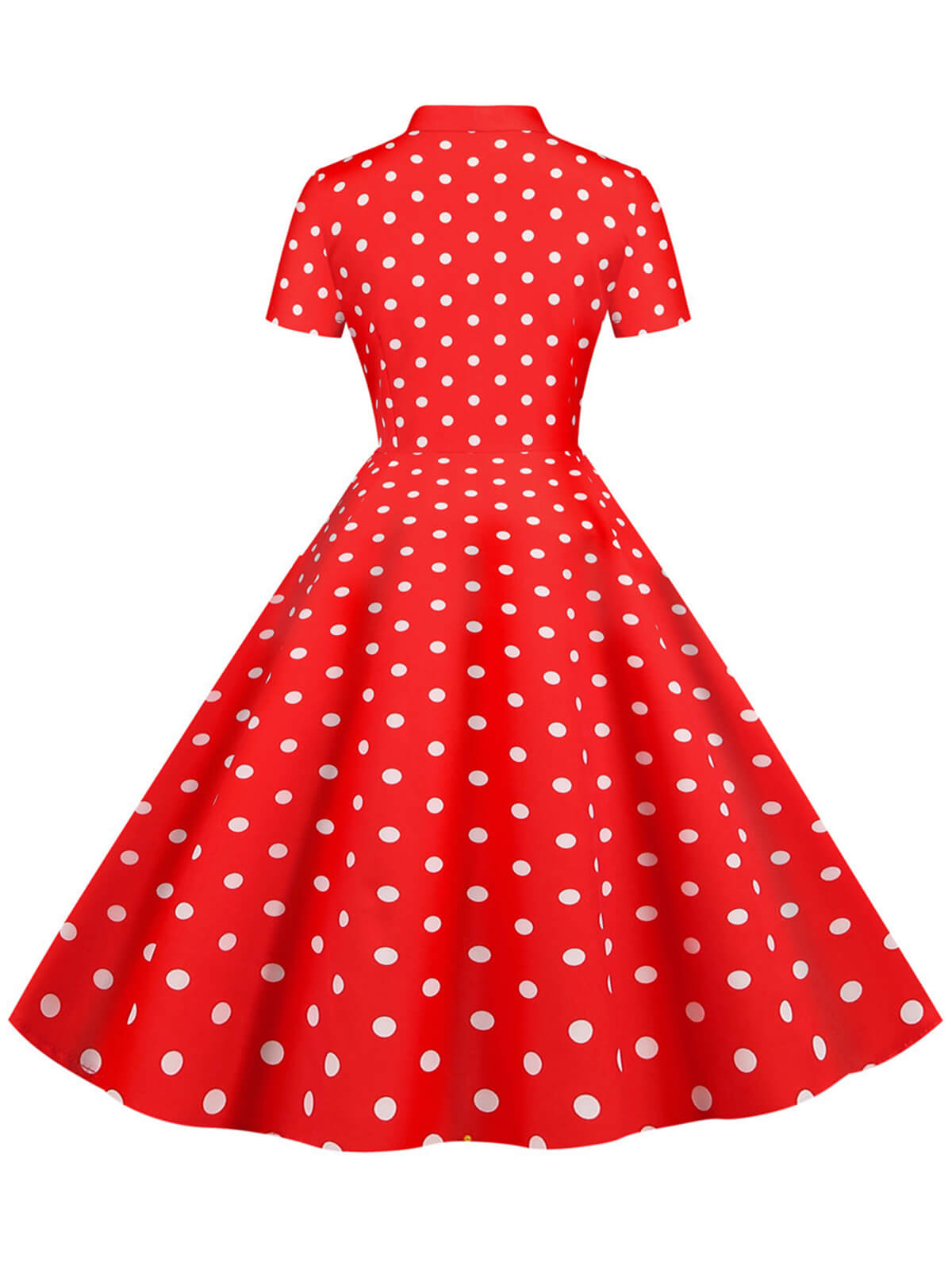 Bow Collar Striped Dots Swing Dress