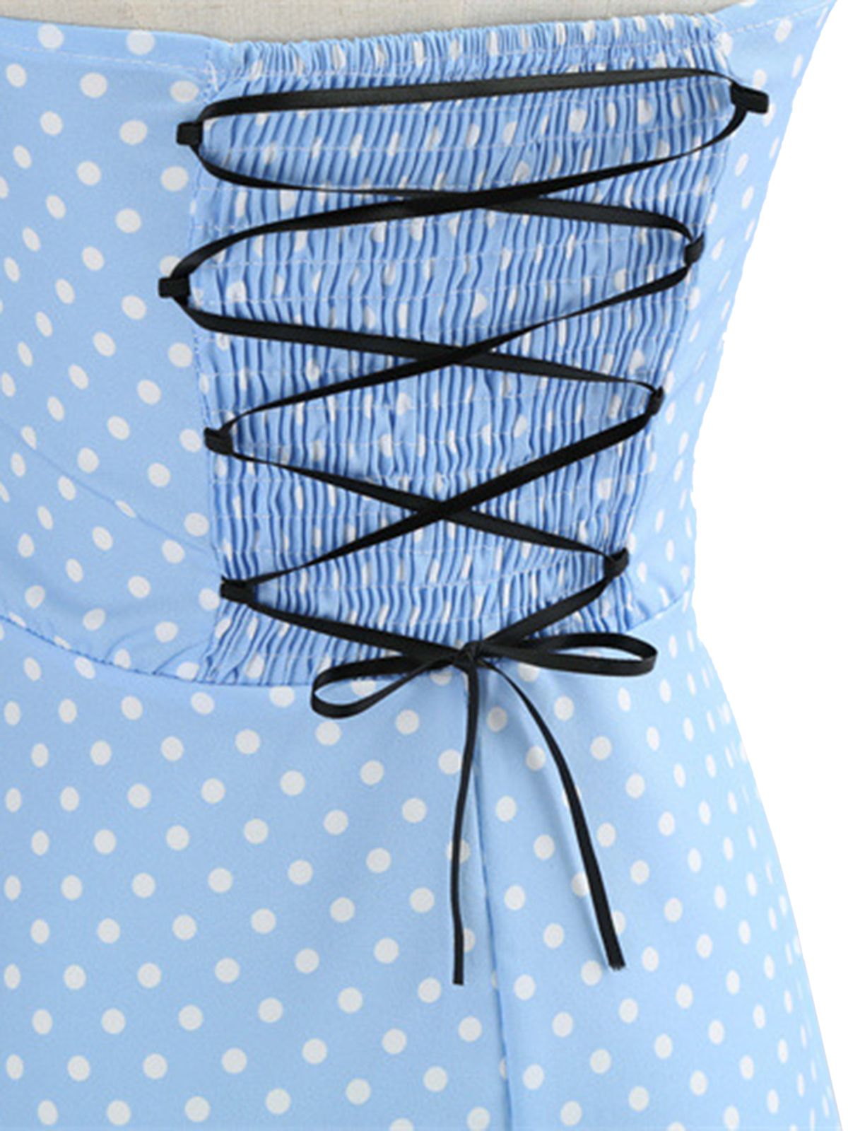 Polka Dot Bow Tie Halter Swing Dress