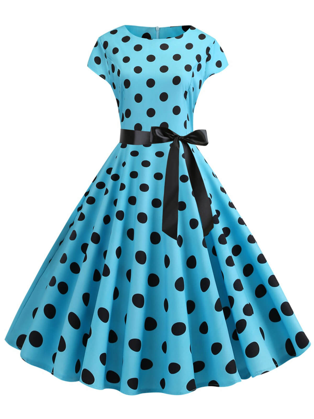 Polka Dot Cap Sleeved Dress