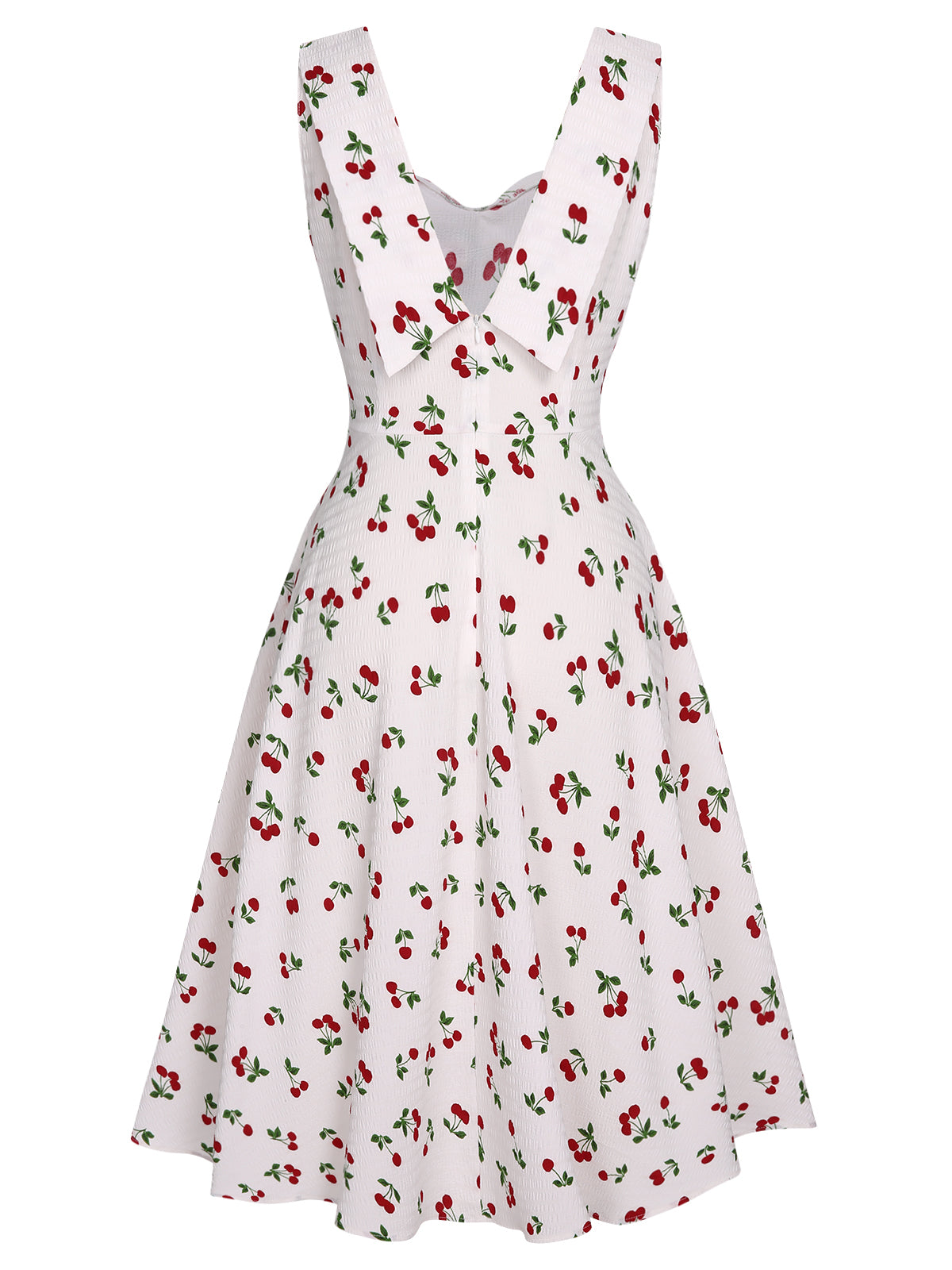 White Cherry Bow Sweetheart Neck Dress