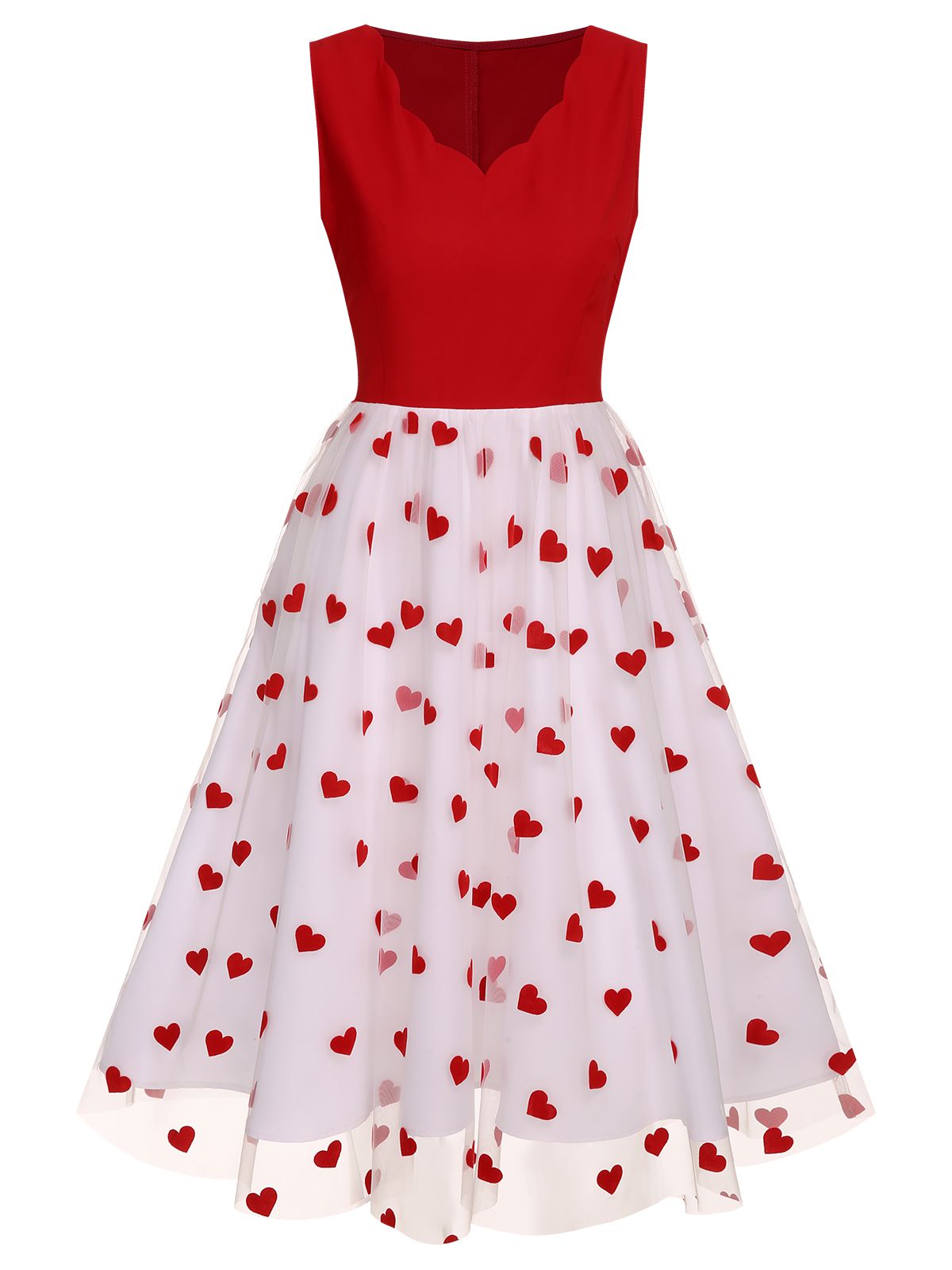 Red Heart Bow Sleeveless Dress