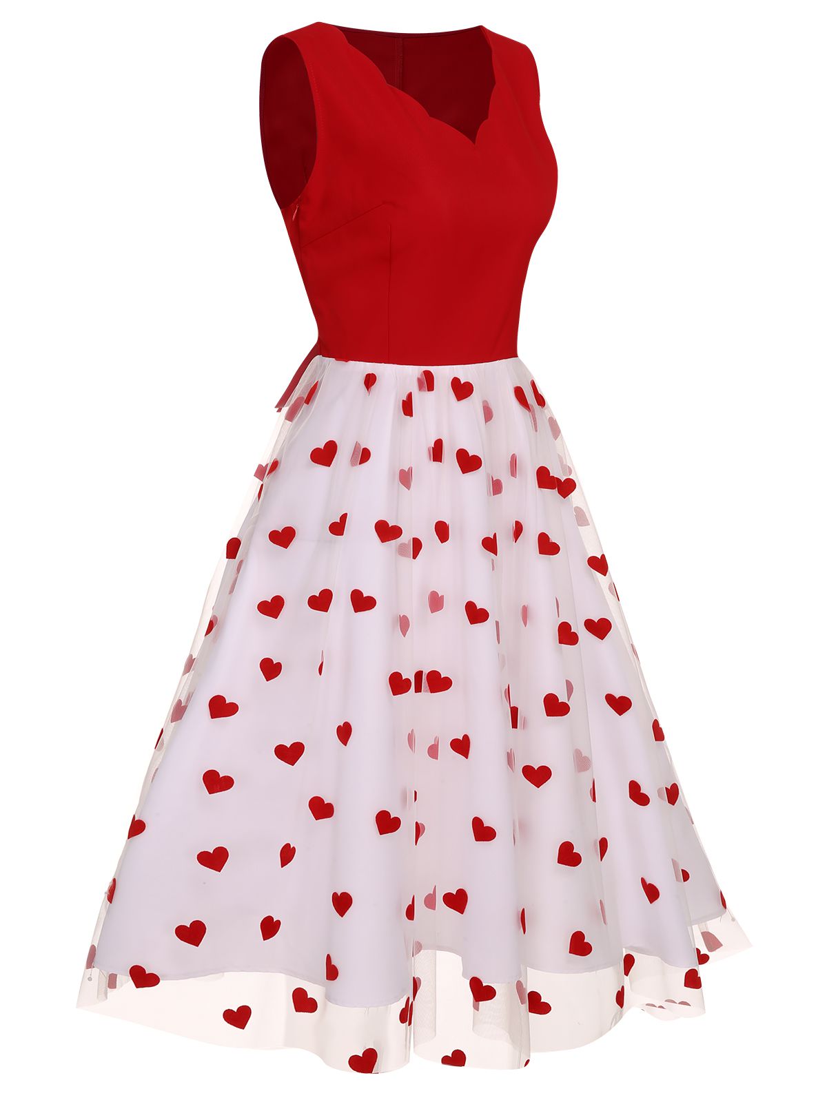 Red Heart Bow Sleeveless Dress