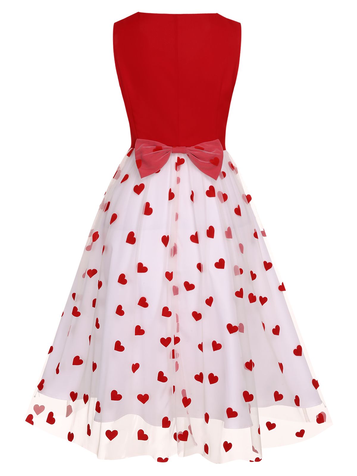 Red Heart Bow Sleeveless Dress