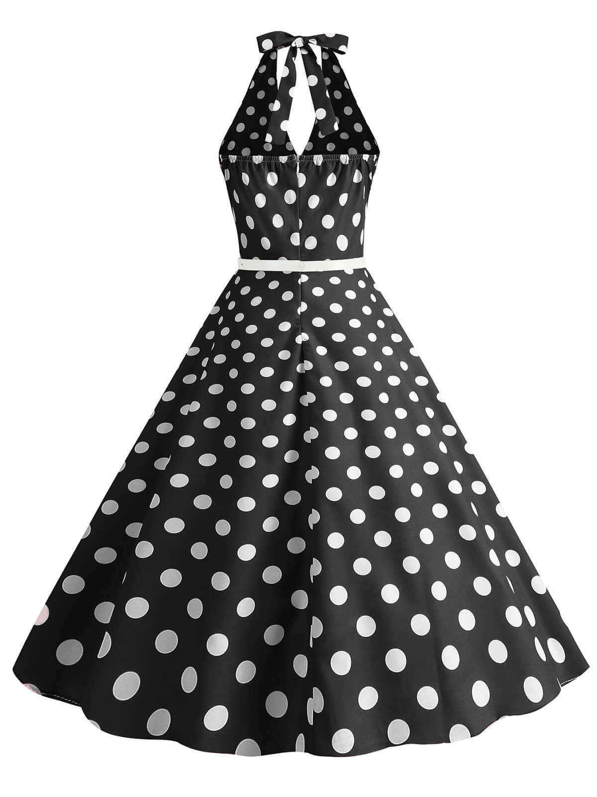 Halter Polka Dot Print Swing Dress