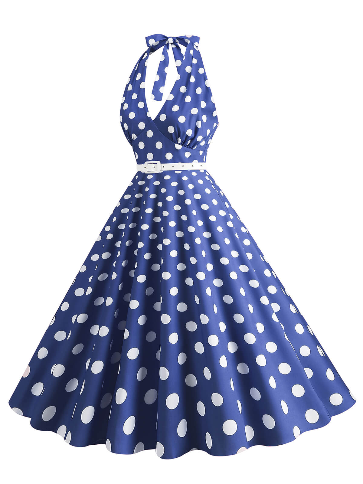 Halter Polka Dot Print Swing Dress