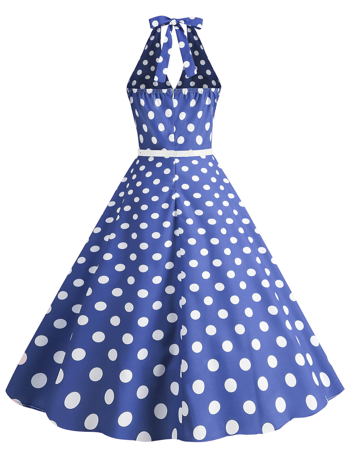 Halter Polka Dot Print Swing Dress