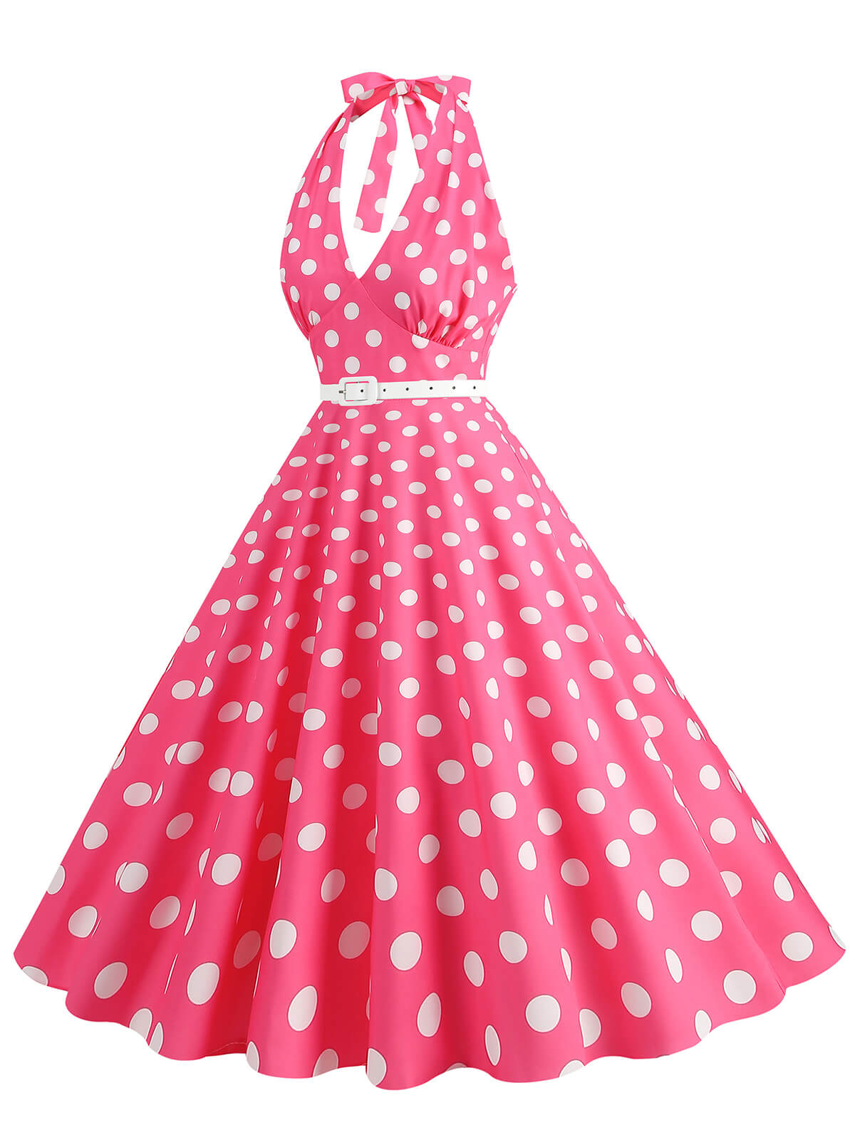 Halter Polka Dot Print Swing Dress