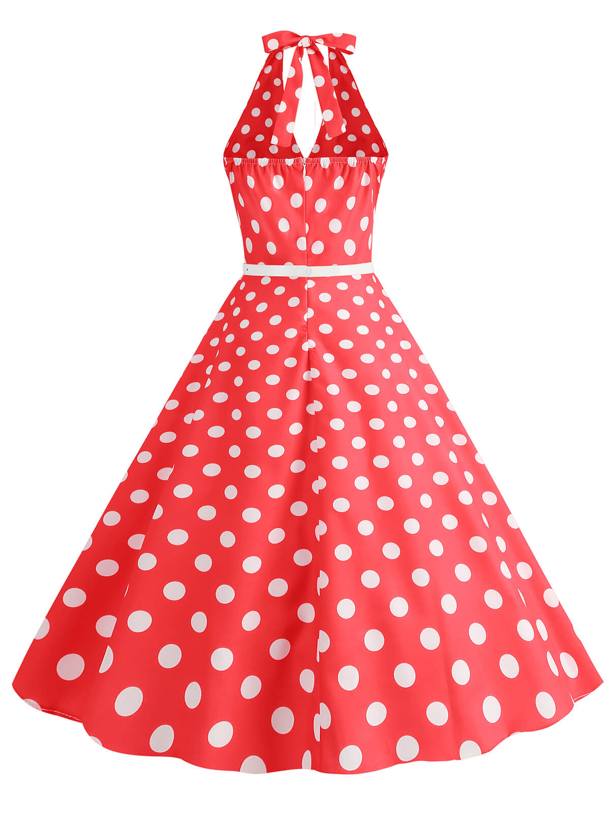 Halter Polka Dot Print Swing Dress