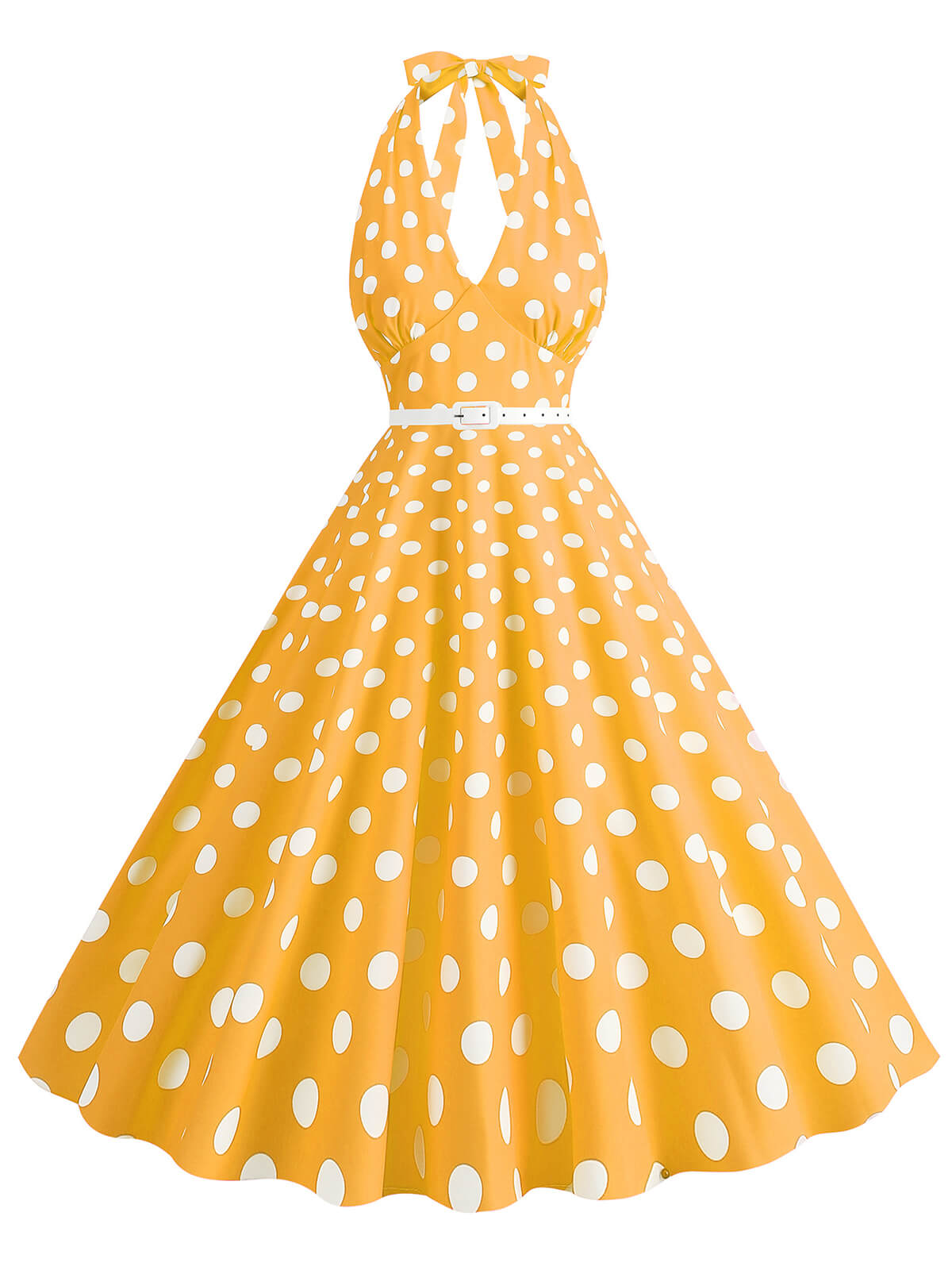 Halter Polka Dot Print Swing Dress