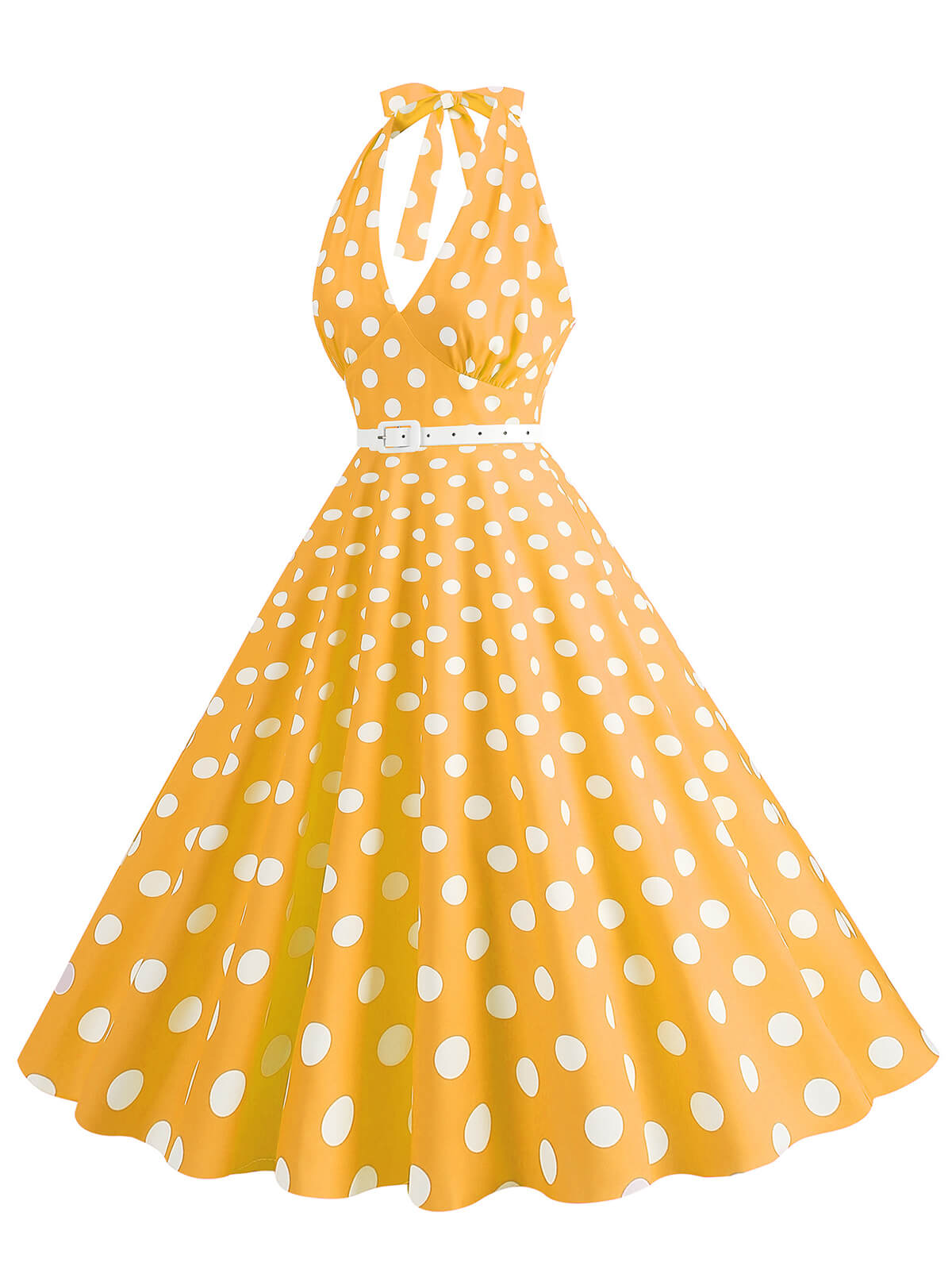 Halter Polka Dot Print Swing Dress