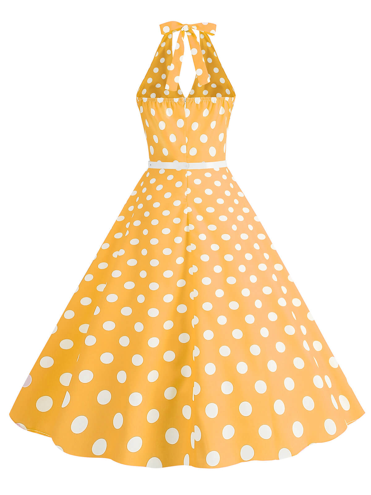 Halter Polka Dot Print Swing Dress